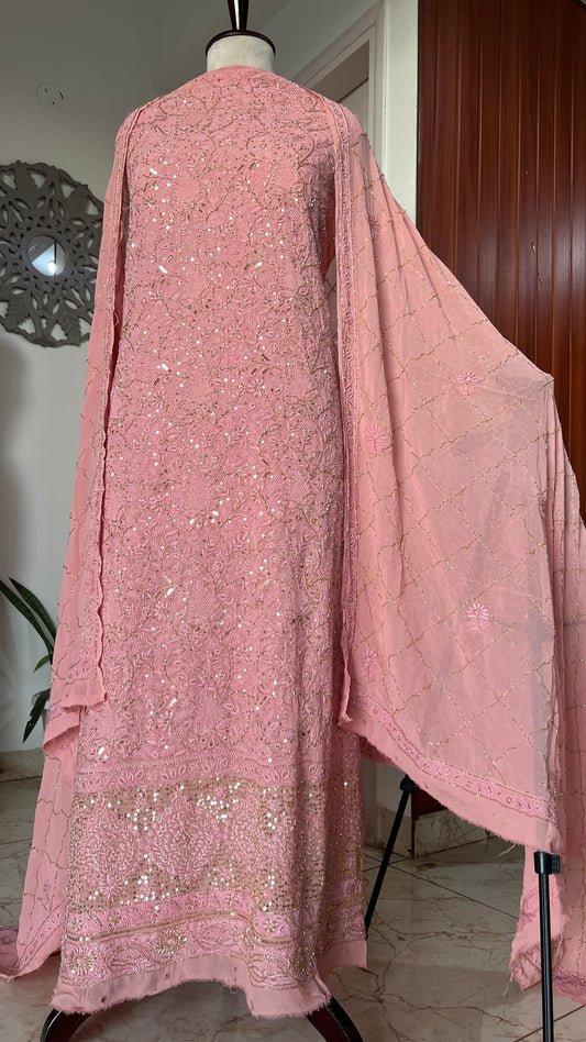 Suhaan 2 taar Chikankari front and back embroidered kurta and dupatta