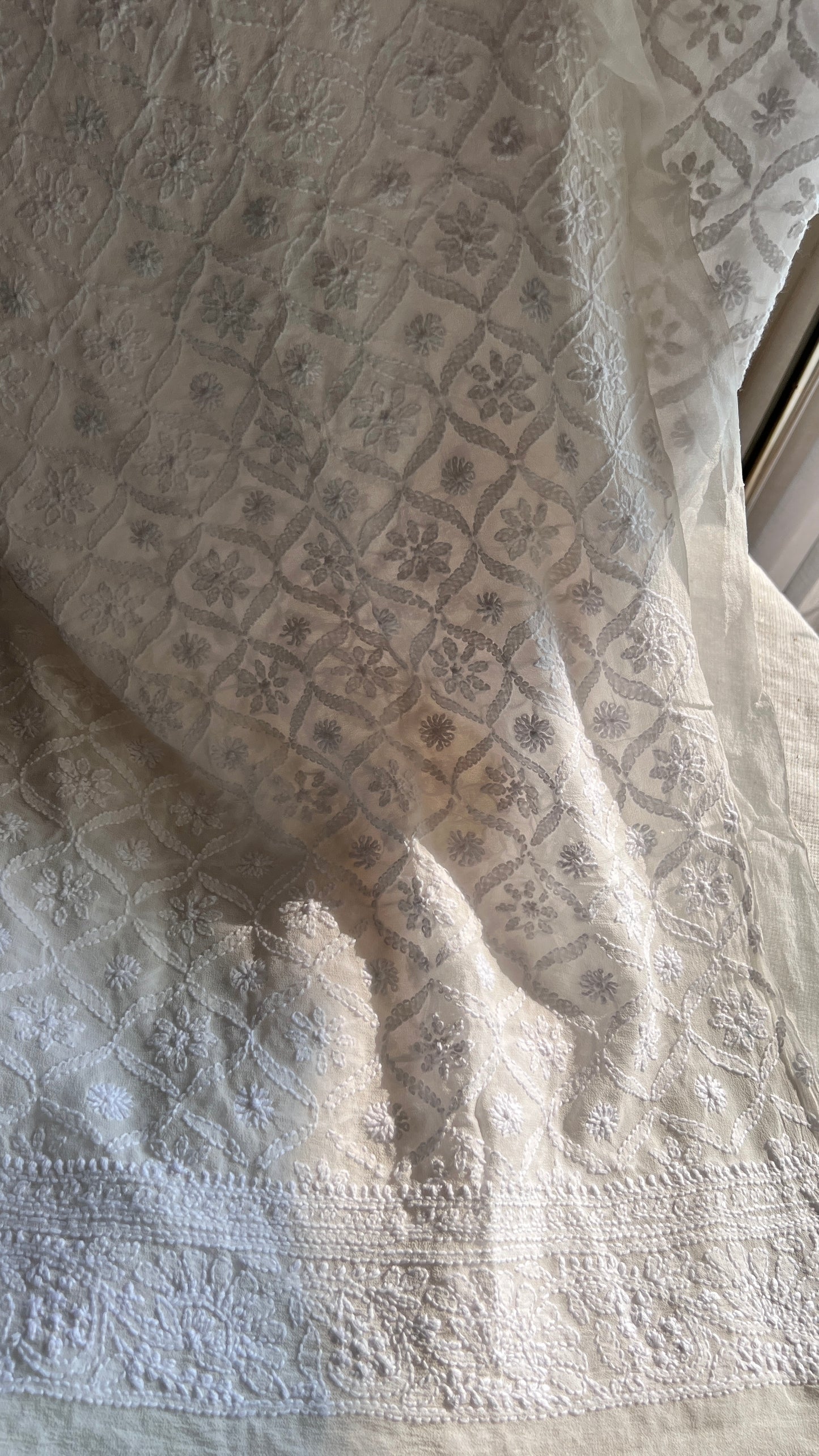 Ivory Allover Chikankari Men's Kurta Fabric