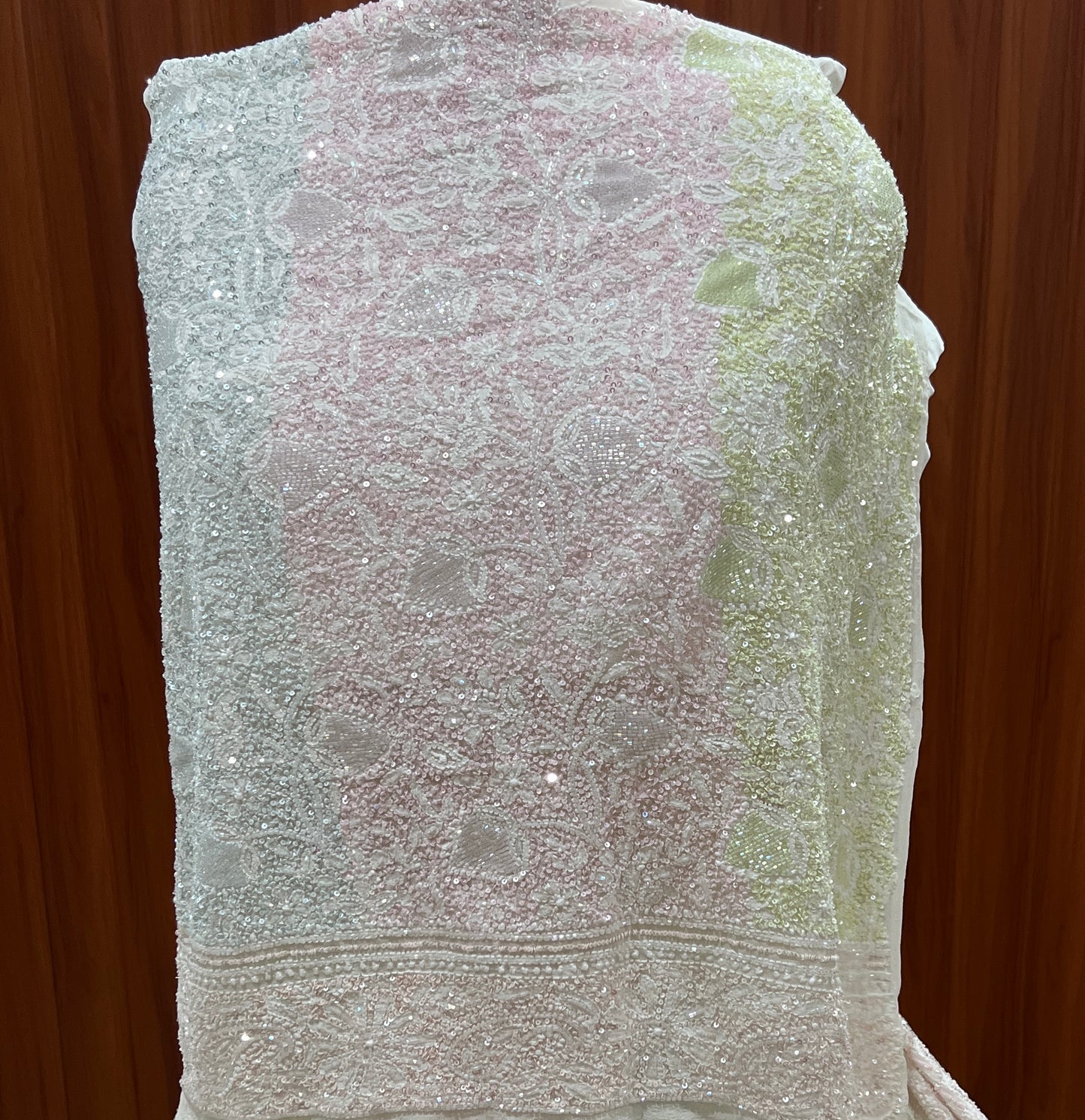 Suhaan Masterpiece Chikankari Lehenga with Multi Hued Cut Dana and sequins Work