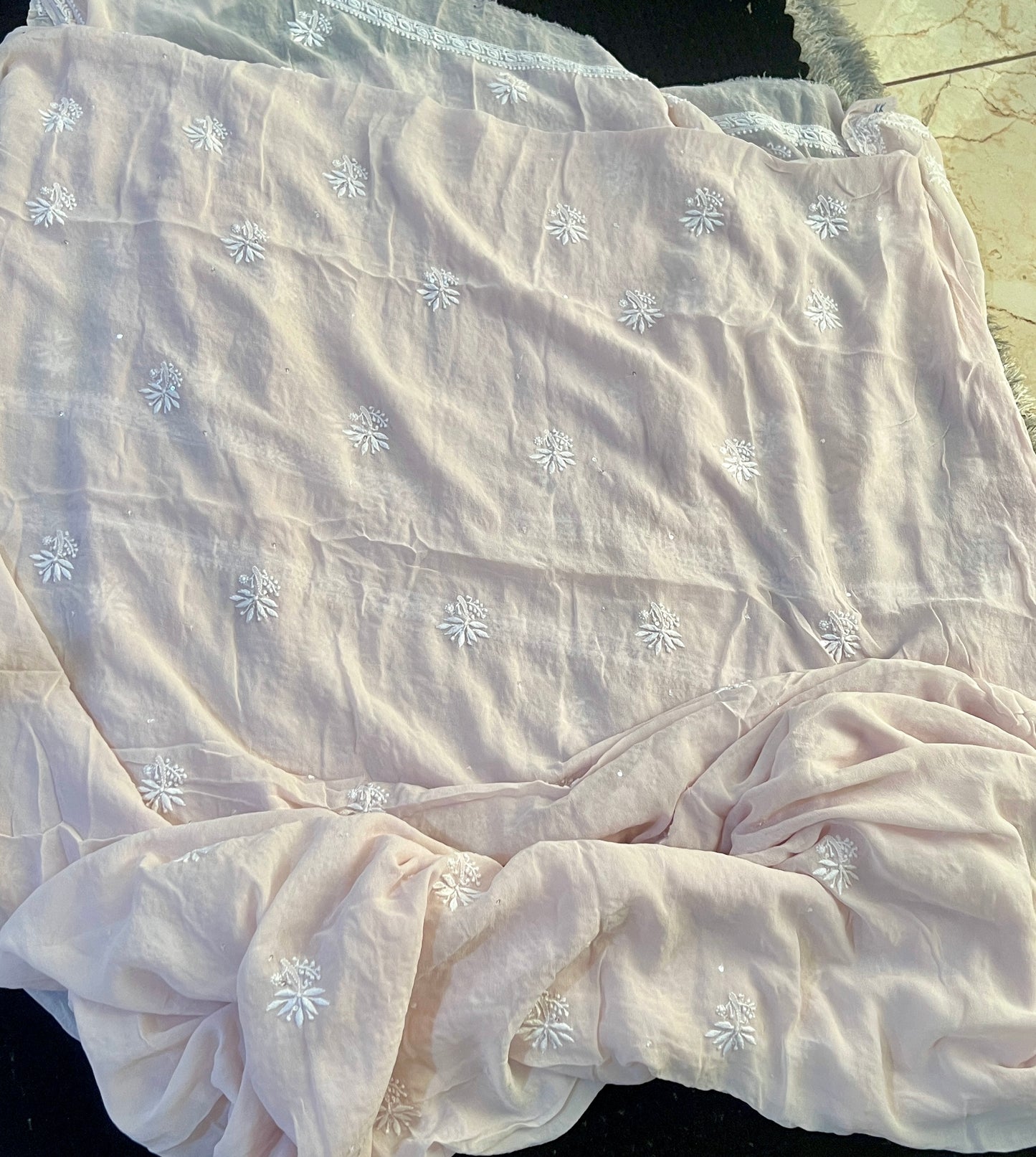 Suhaan Powder pink Chikankari pearl sequins work kurta and dupatta