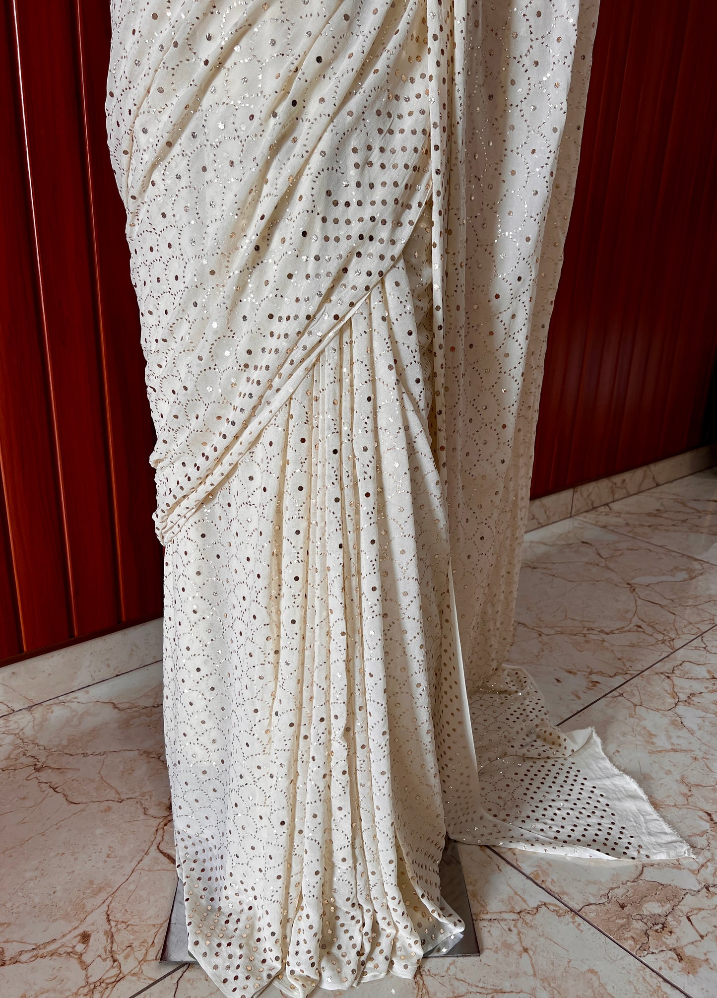 Ruhani cream Heavy Mukaish Pure Georgette Saree