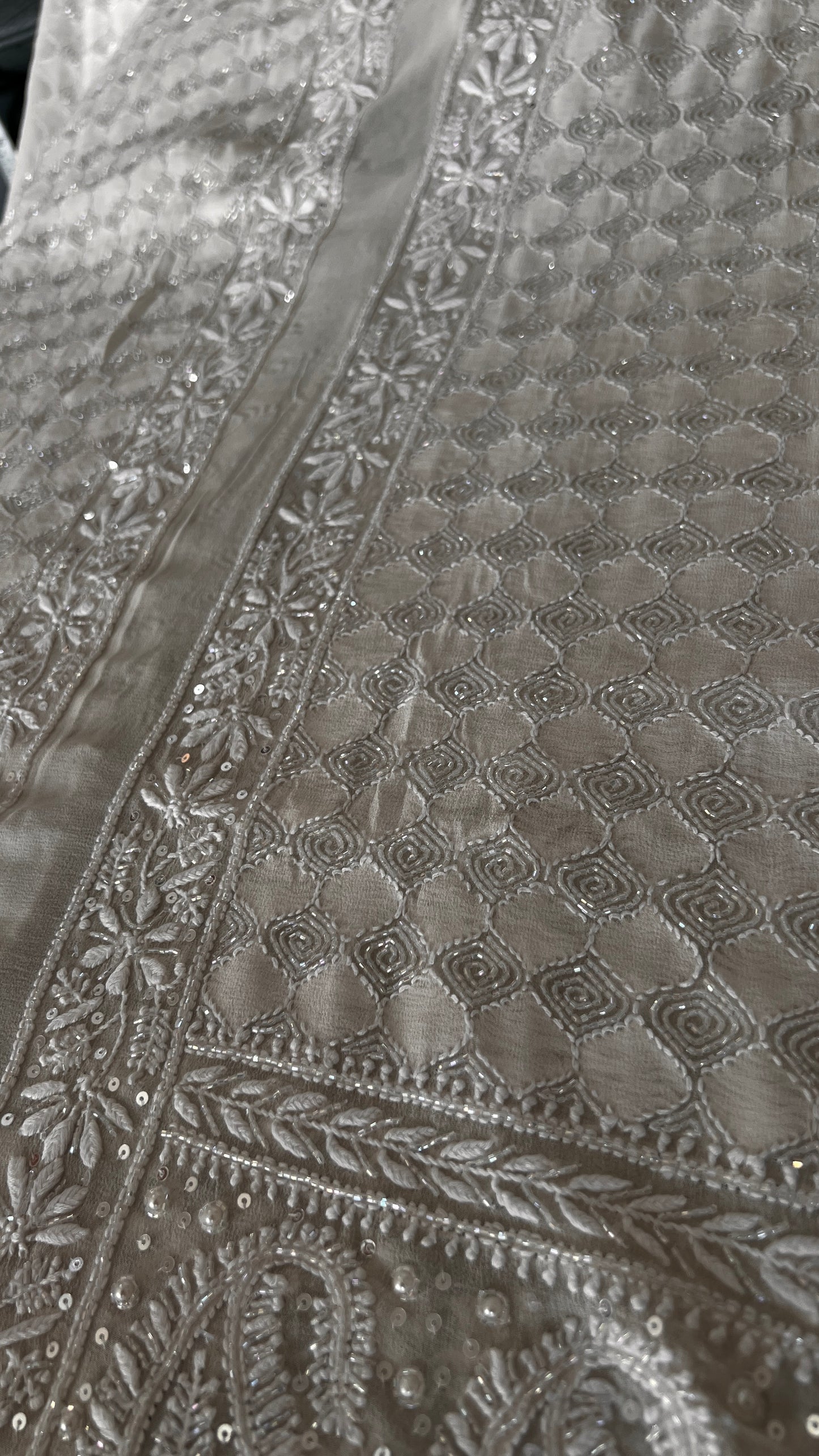 Men’s Wedding sherwani pure georgette with Chikankari cut dana and sequins work