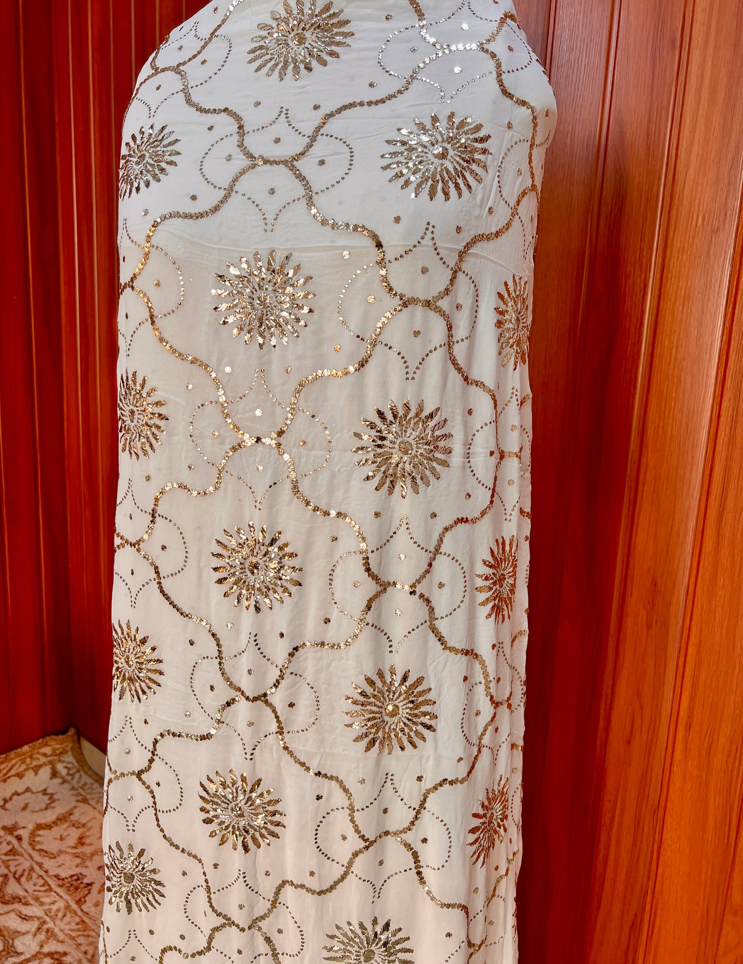 Ruhani White Badla and Pearl Embroidered Kurta & Dupatta Set