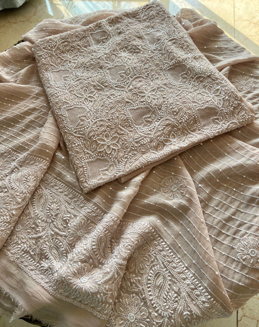 Suhaan Chikankari pearl sequins cut Dana work kurta and dupatta