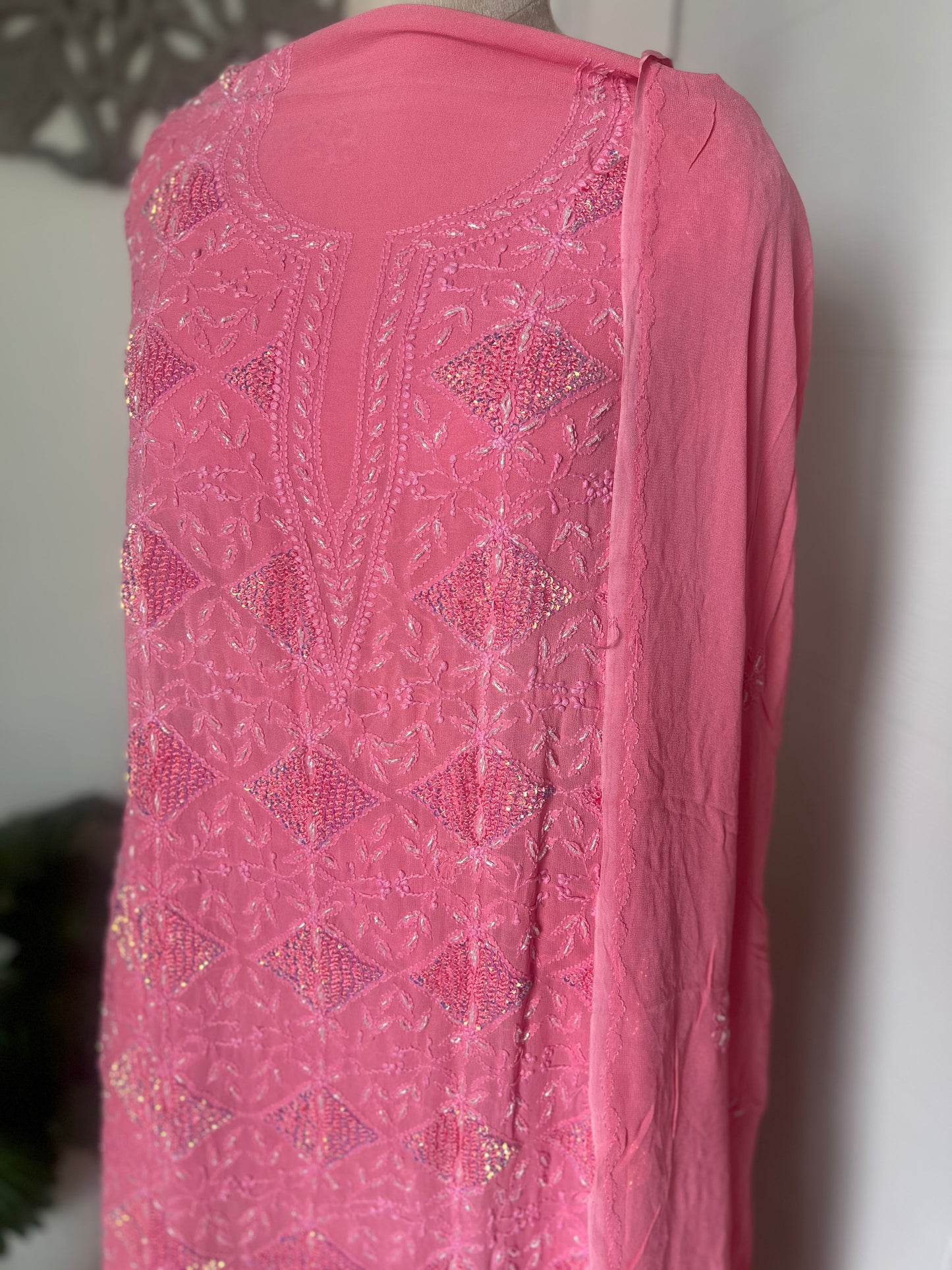 Chikankari cut dana sequins and Resham work kurta and dupatta