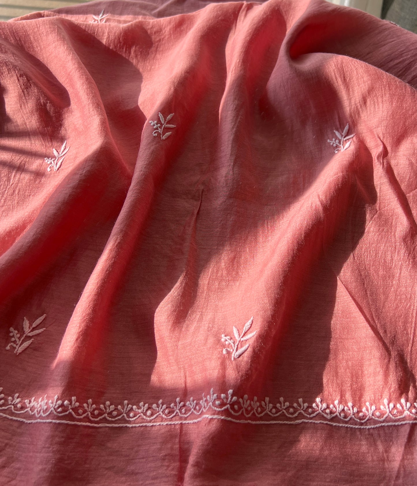 Moonga Silk Chikankari and fine jaali work kurta and dupatta