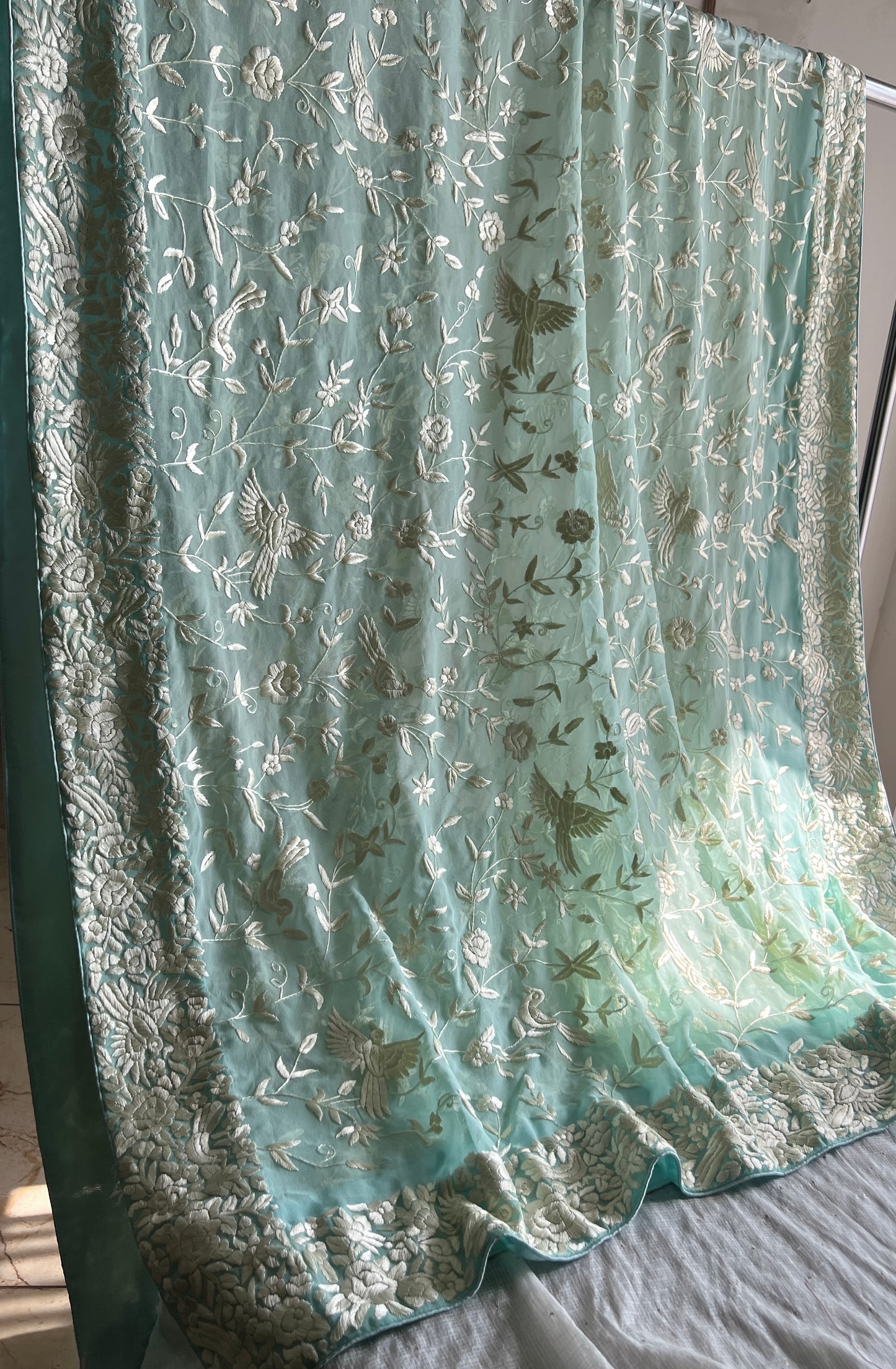 Firozi Masterpiece Parsi Gara Hand Embroidered Dupatta