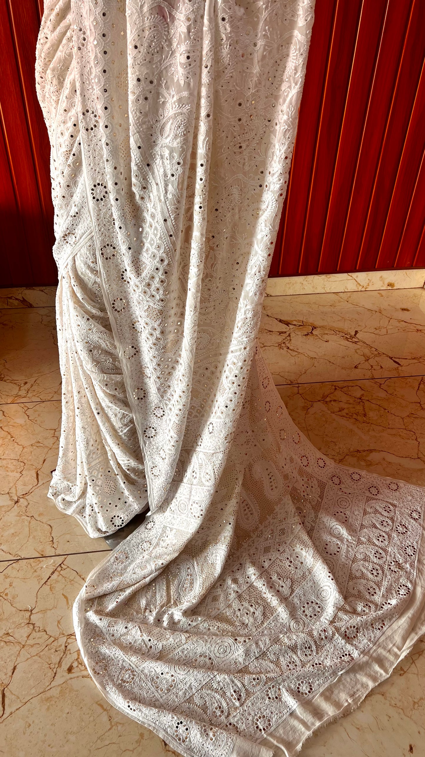 Ruhani Allover Chikankari and intricate Mukaish Saree