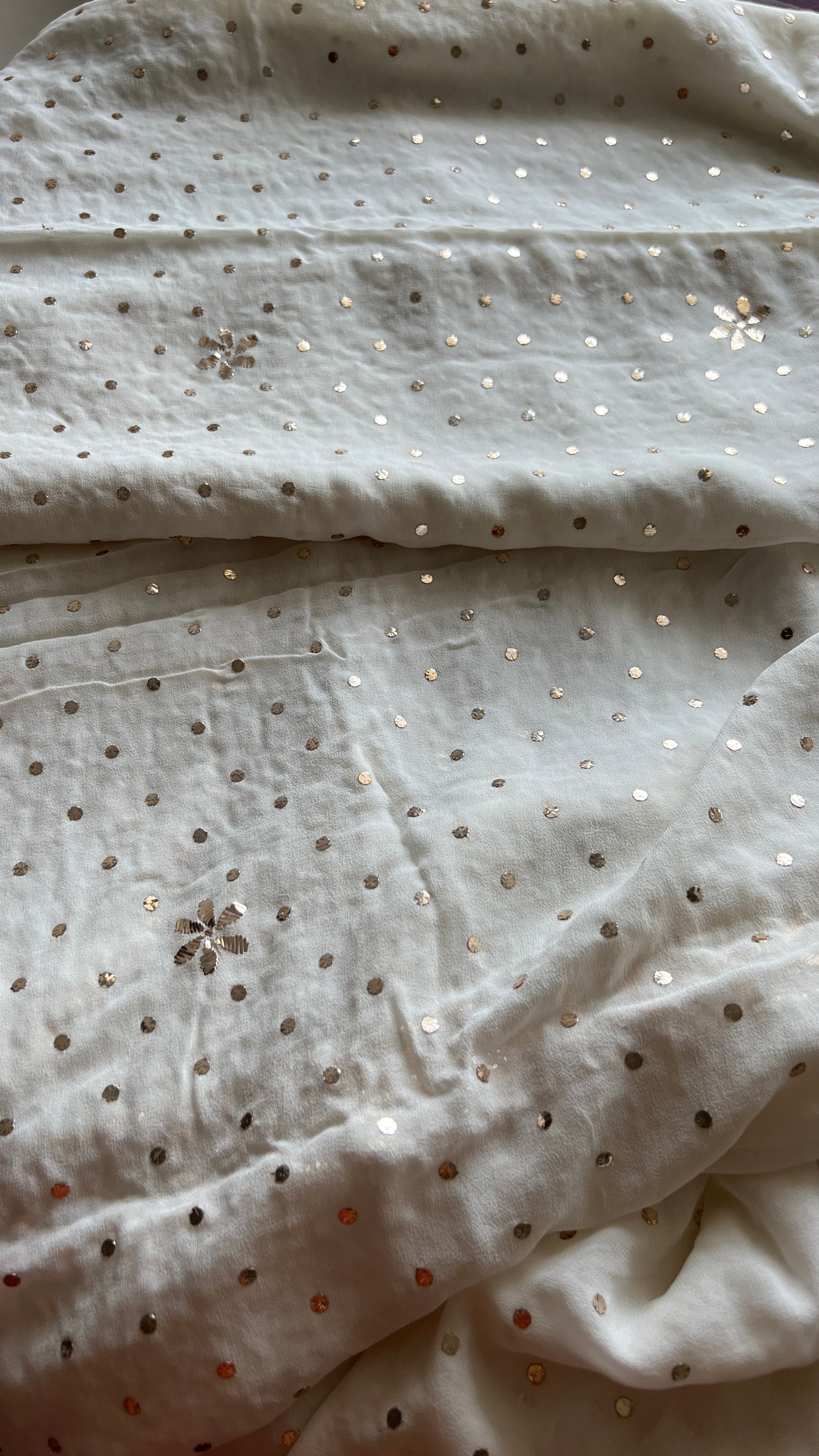 Ivory allover heavy badla and mukaish work kurta and dupatta set