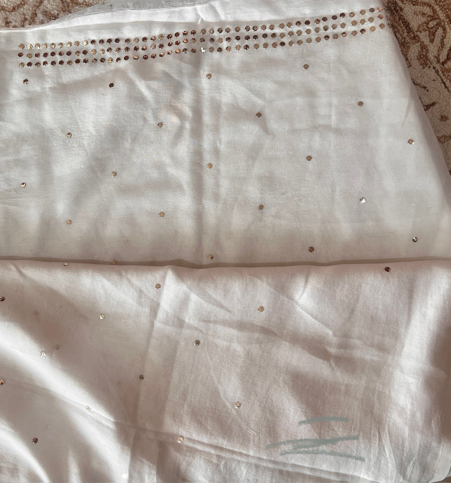 Chanderi Silk Kurta Fabric with Allover Mukaish work