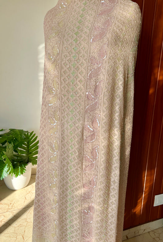 Chikankari cut dana sequins work kurta and dupatta