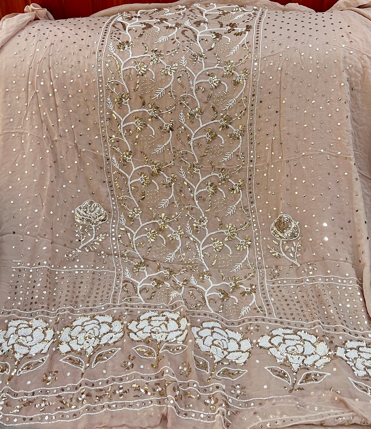 Ruhani Cocoa powder brown Badla and Pearl Embroidered Kurta & Dupatta Set