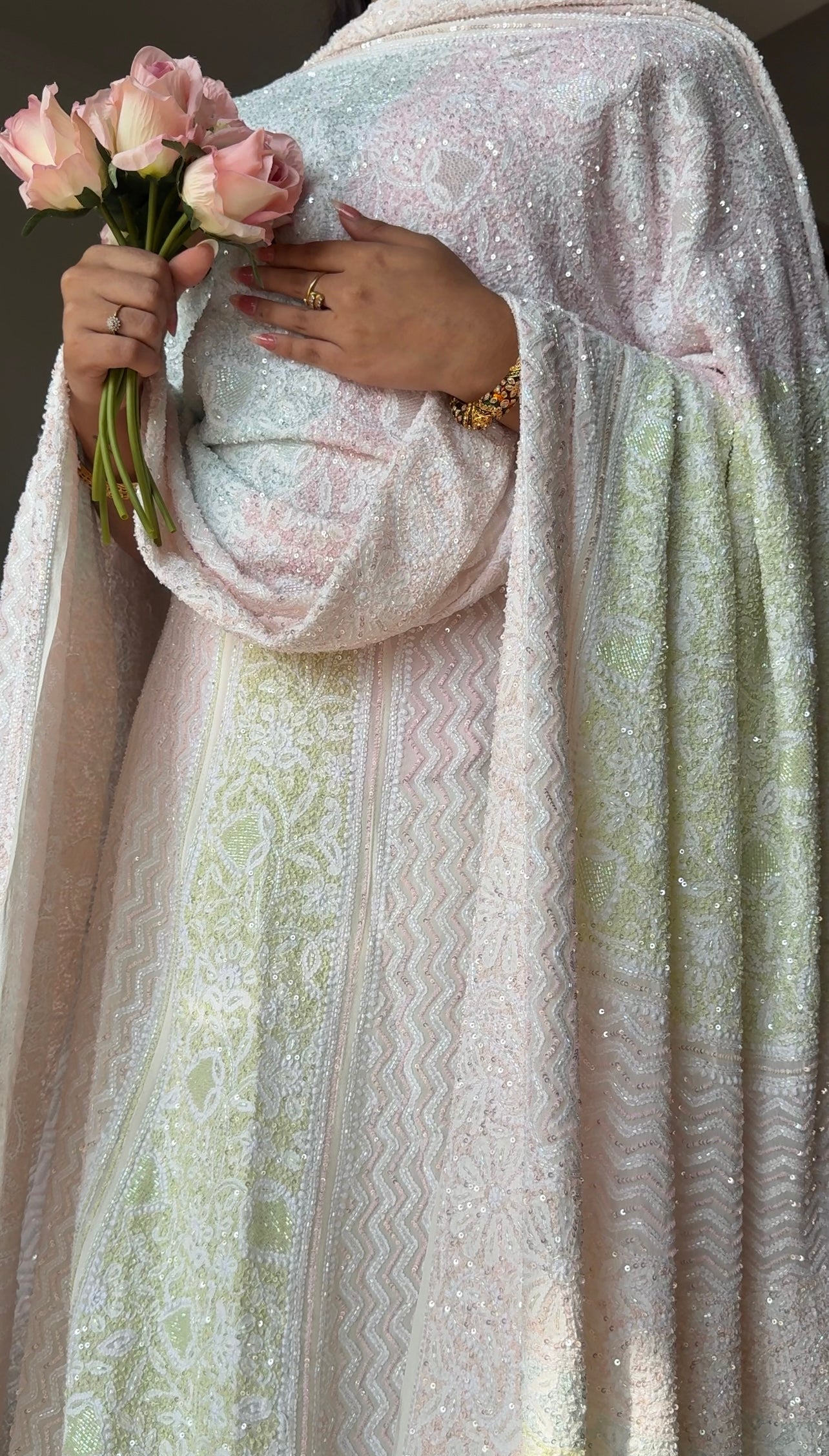 Suhaan Masterpiece Chikankari Lehenga with Multi Hued Cut Dana and sequins Work