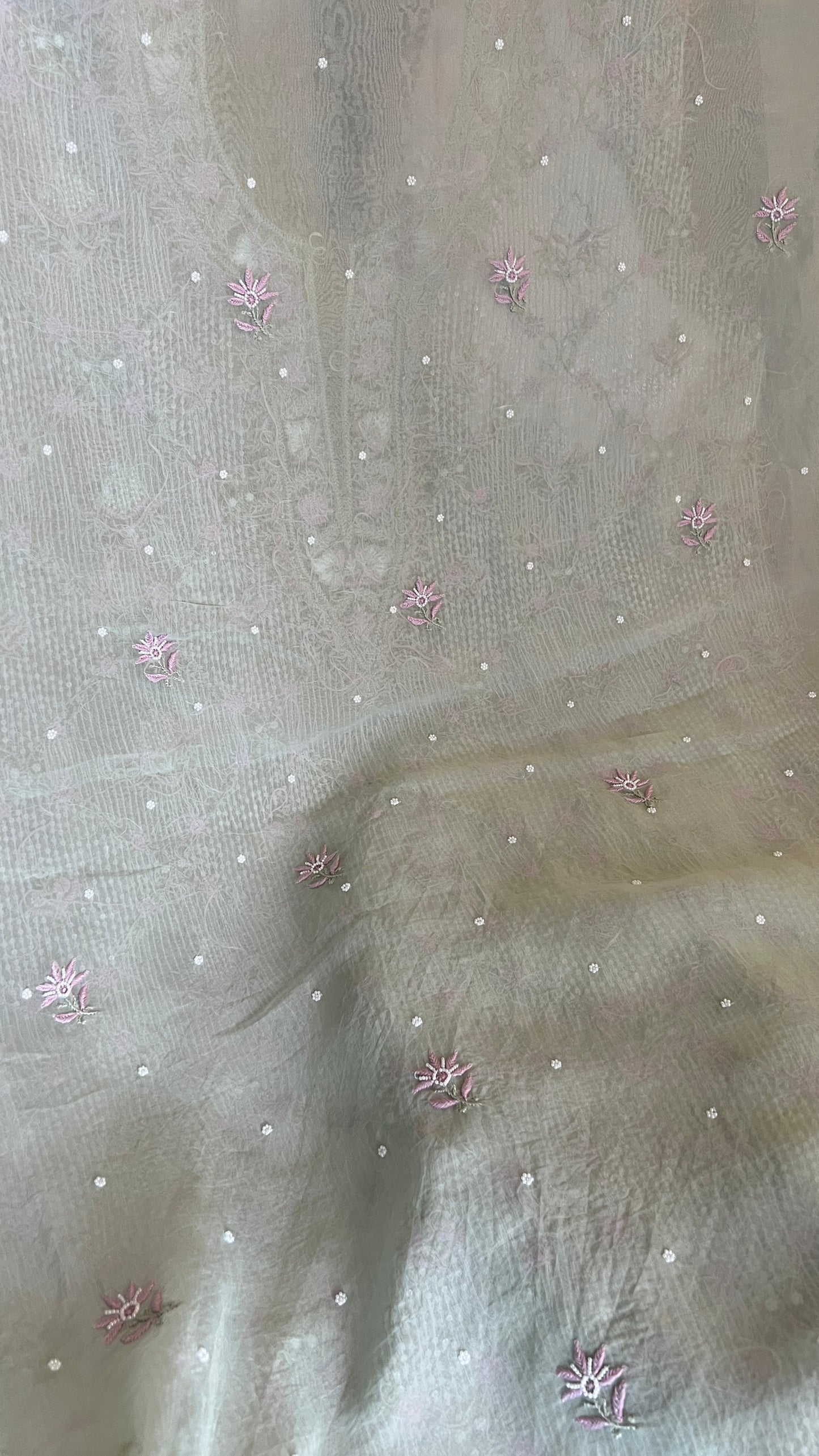 Ruhani Mint Green Chikankari & heavy Sequins pure Organza kurta with dupatta