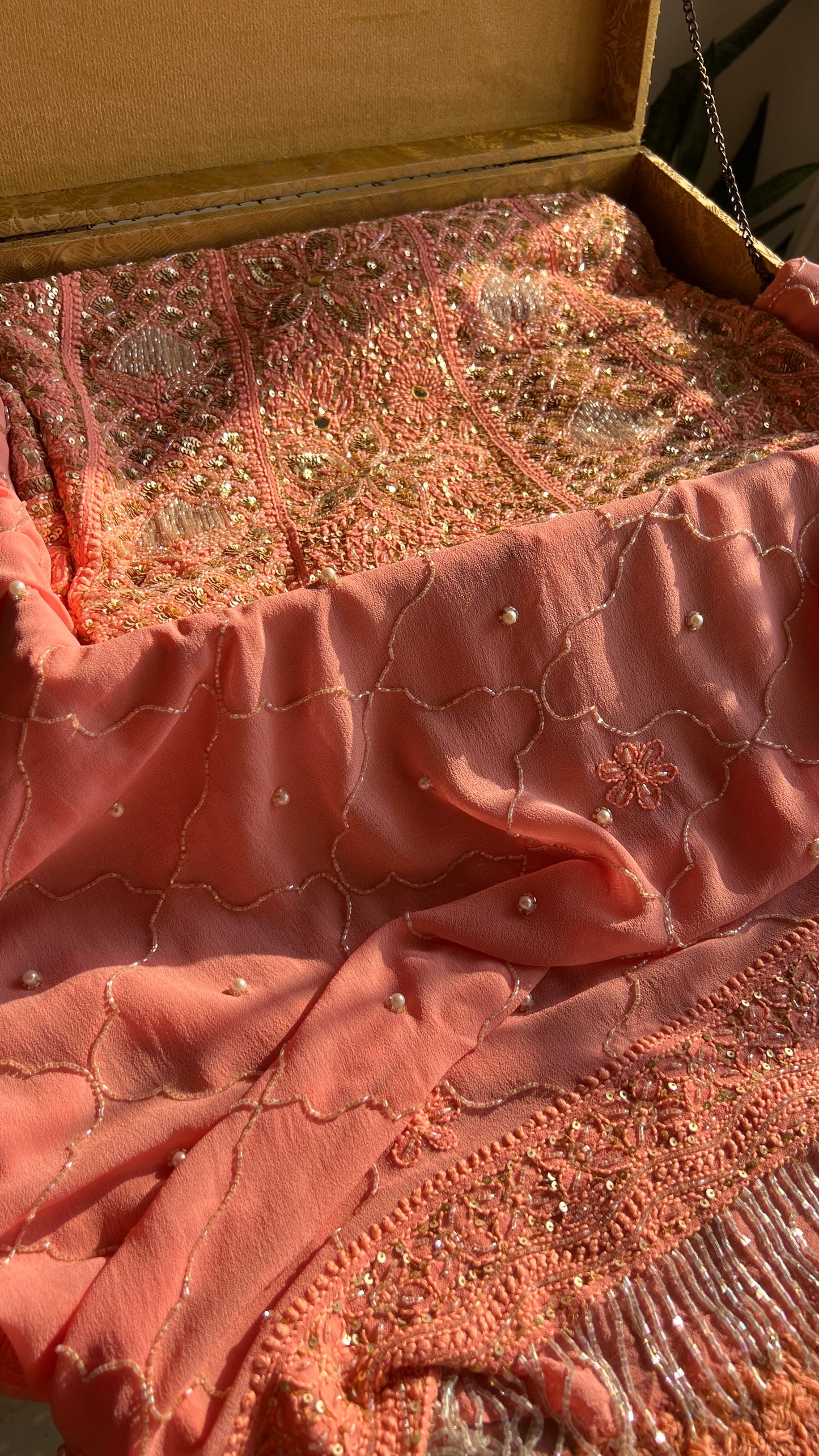 Ruhani Coral Peach Wedding Anarkali