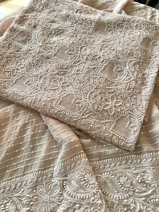 Suhaan Chikankari pearl sequins cut Dana work kurta and dupatta