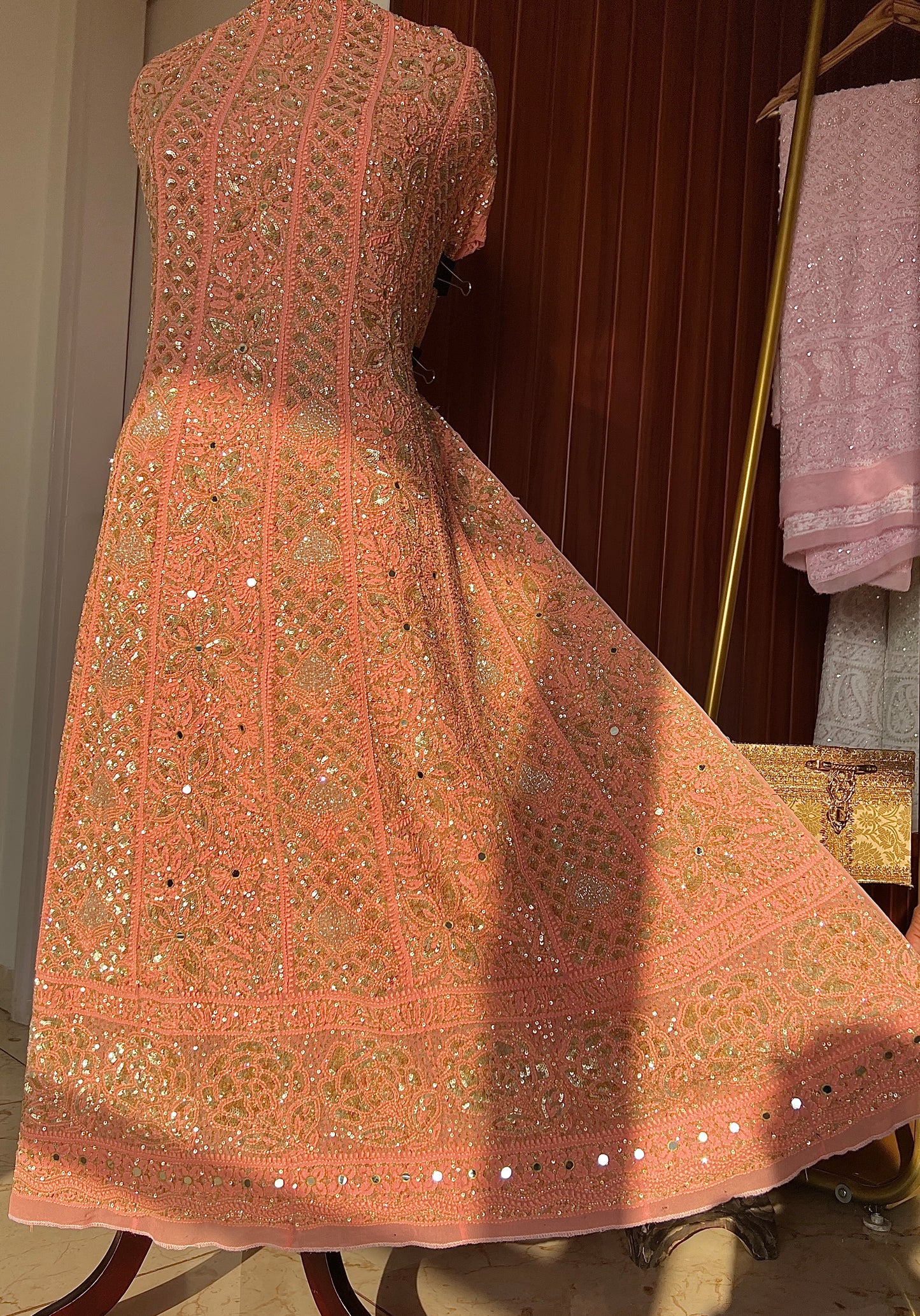 Ruhani Coral Peach Wedding Anarkali