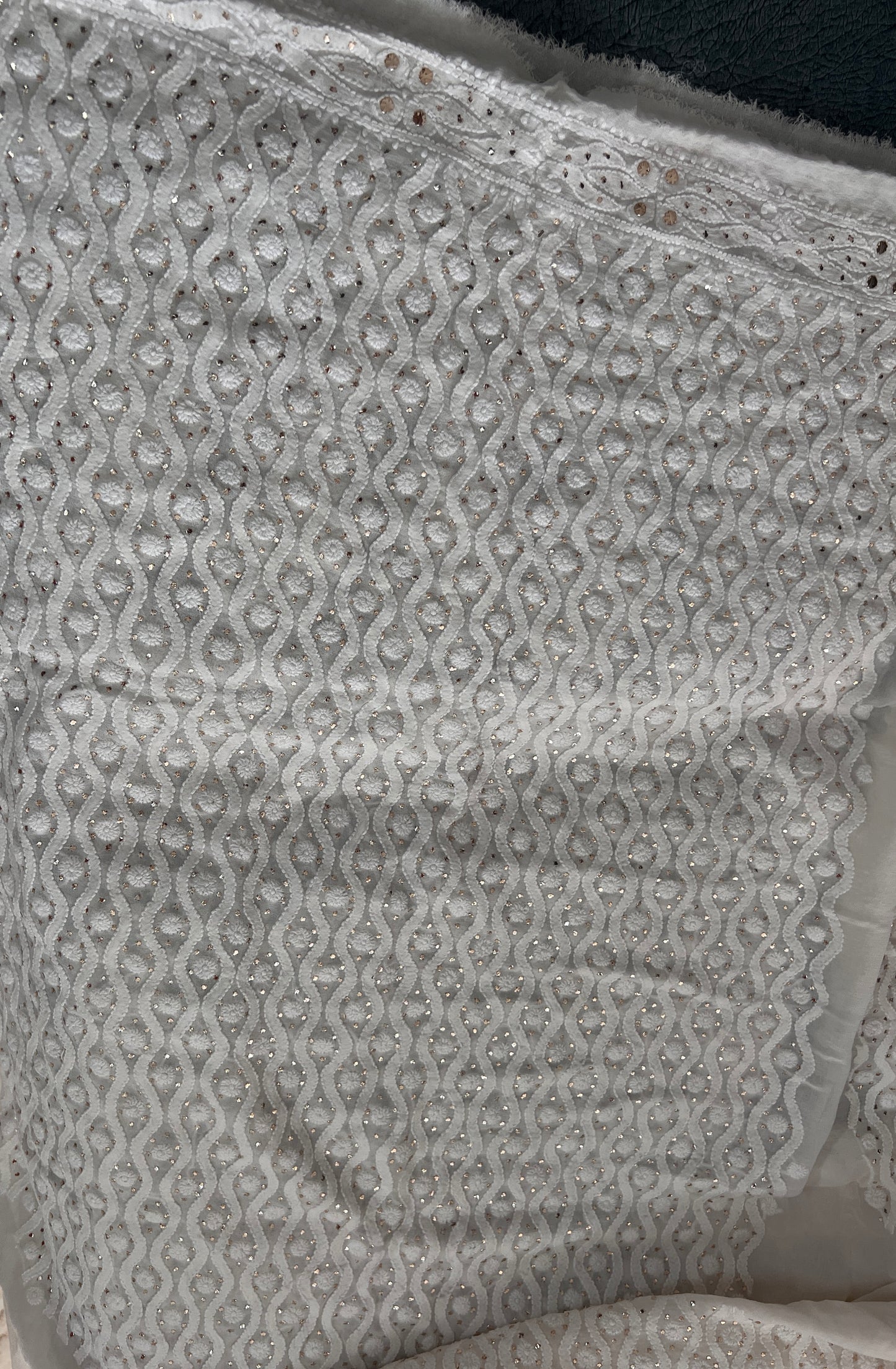 Ruhani pure georgette allover Chikankari and mukaish men's wedding sherwani Fabric