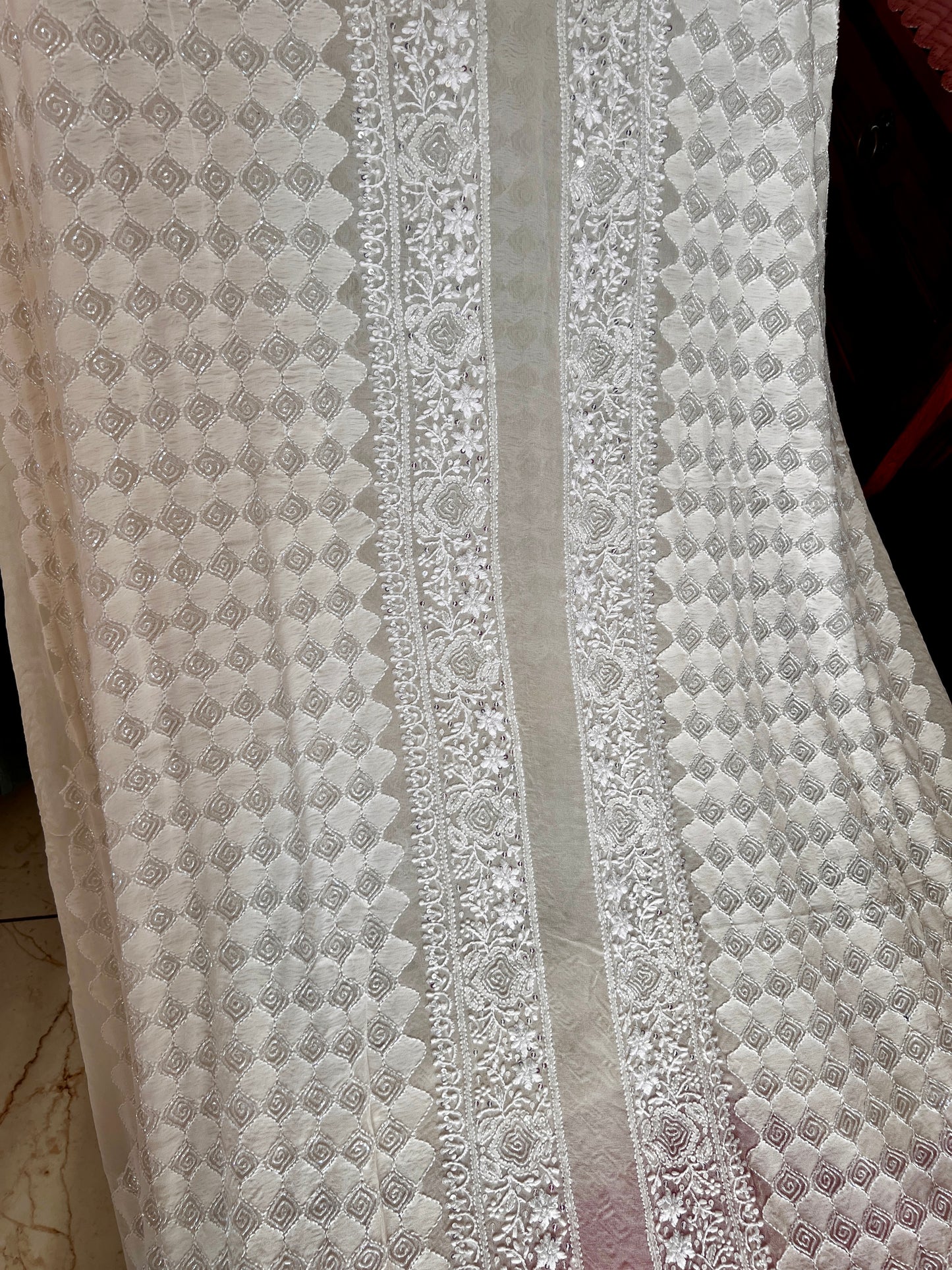 Men’s Wedding sherwani pure georgette with Chikankari cut dana and sequins work