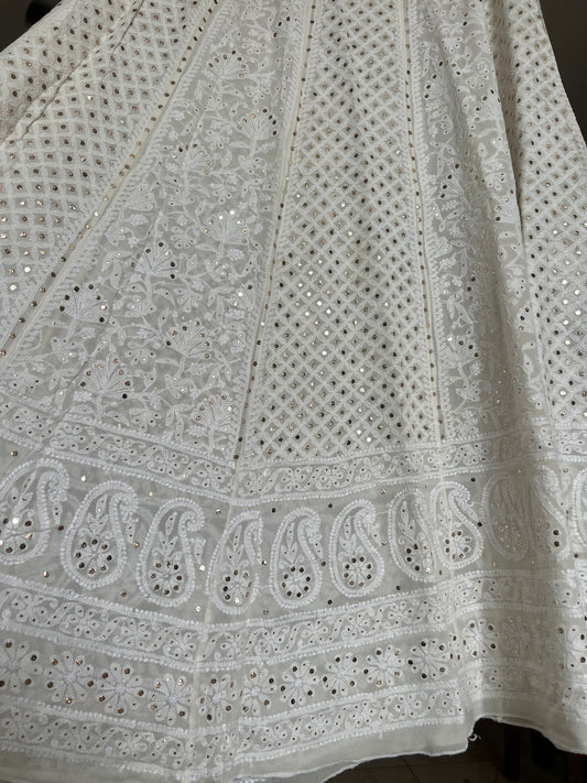 Lehenga Skirt allover Chikankari and mukaish