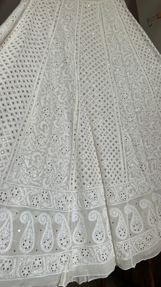 Lehenga Skirt allover Chikankari and mukaish