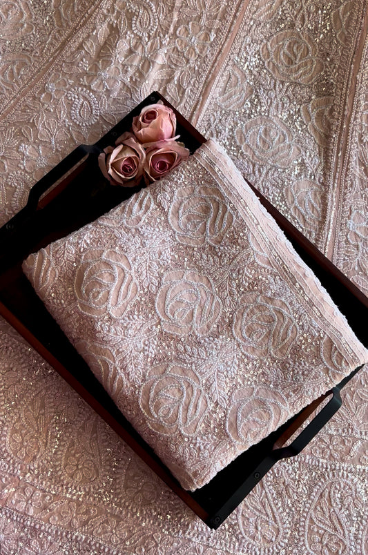 Masterpiece Ruhani Powder Peach Chikankari Sequins Cut Dana Wedding Lehenga