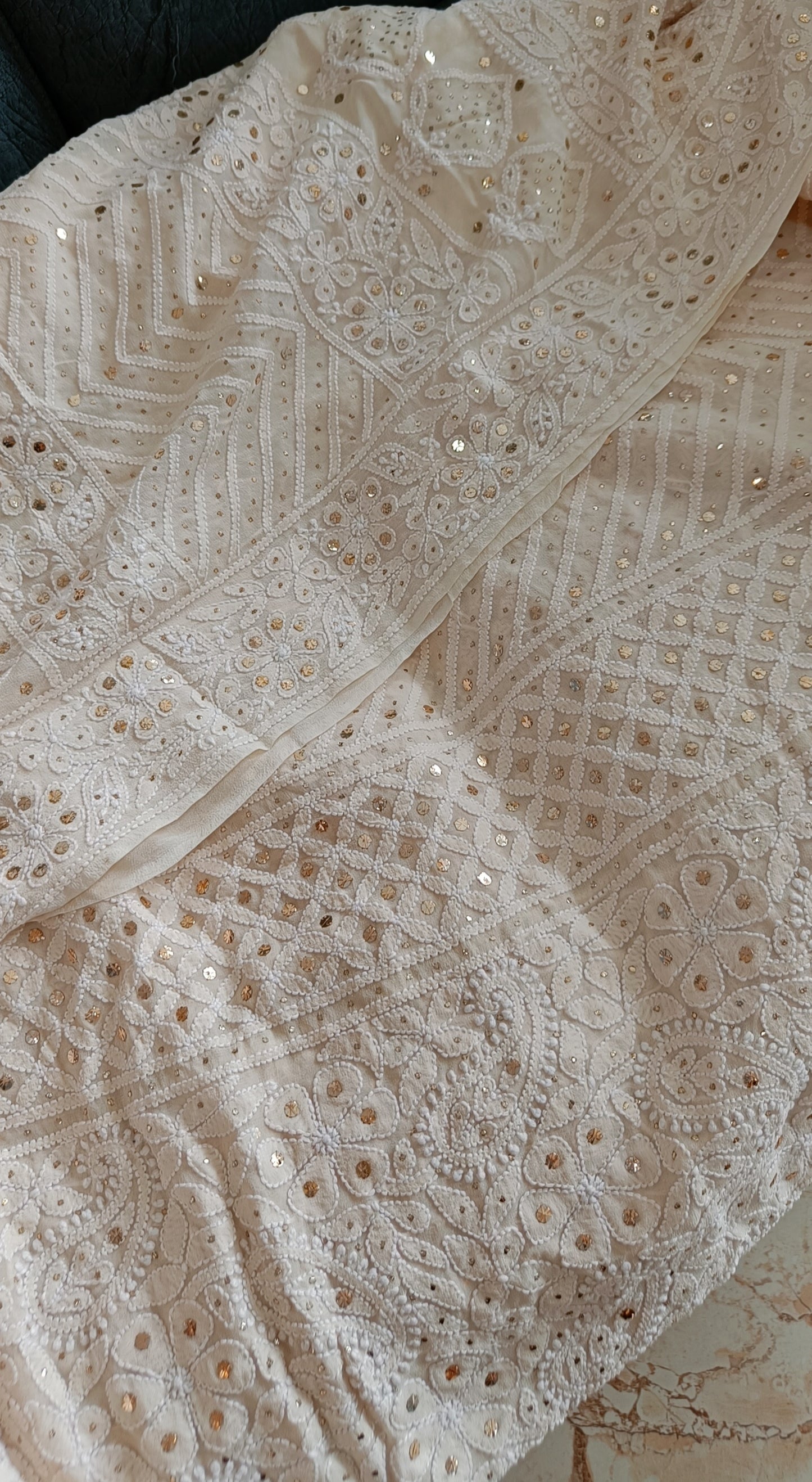 Ruhani Allover Chikankari and Mukaish Saree