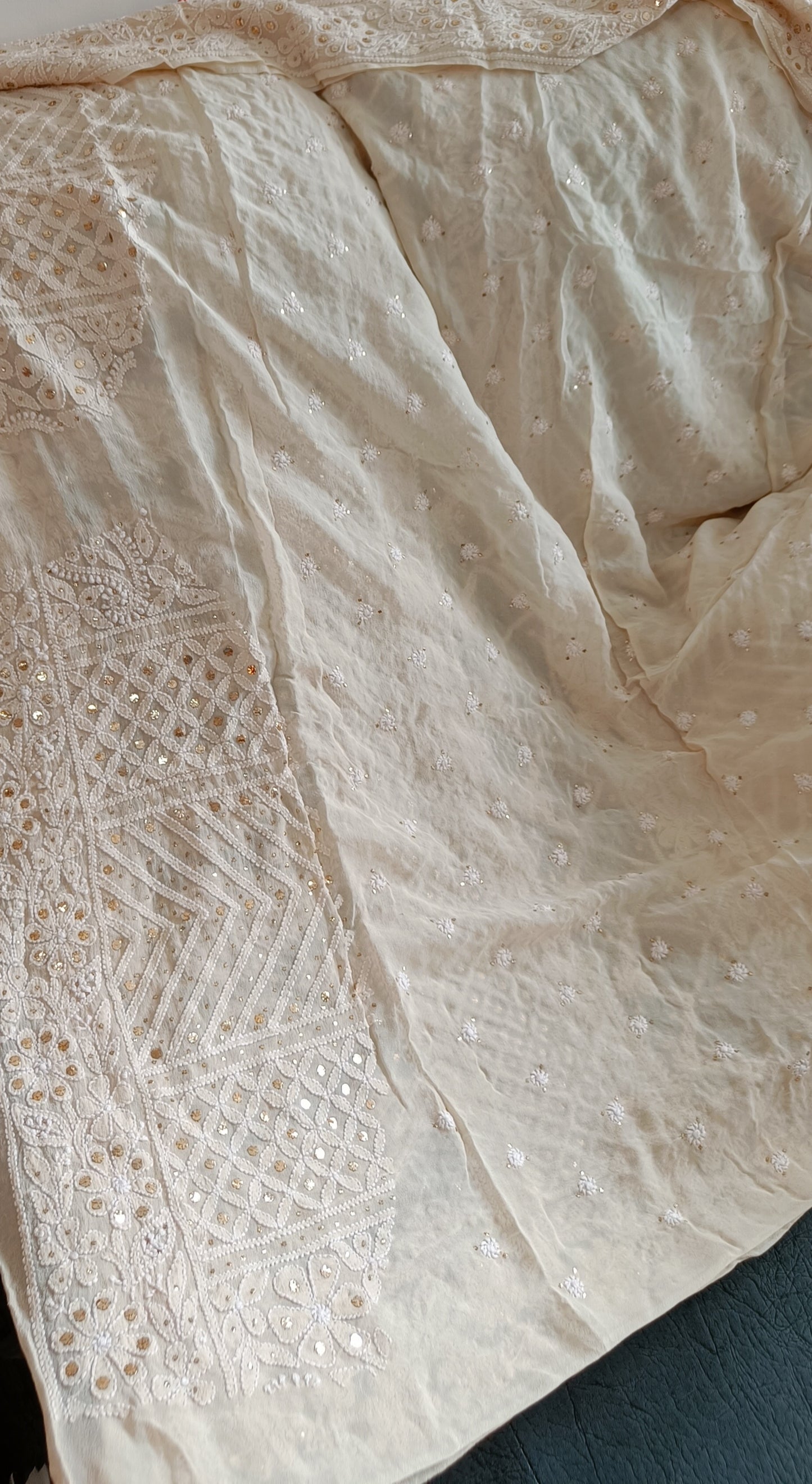 Ruhani Allover Chikankari and Mukaish Saree