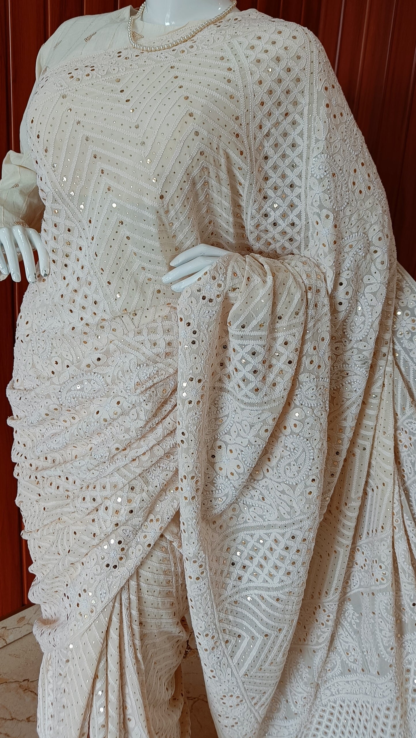 Ruhani Allover Chikankari and Mukaish Saree