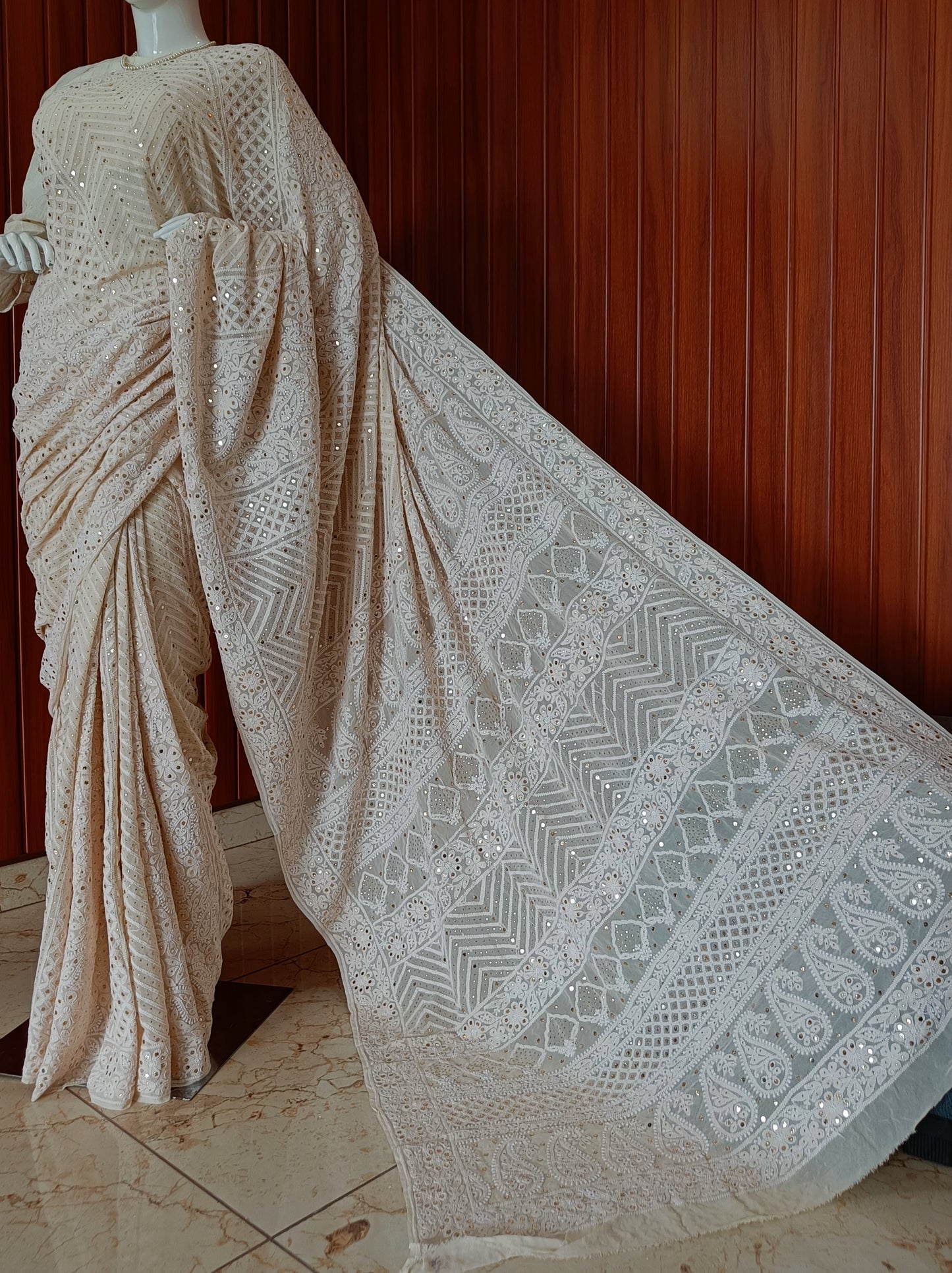 Ruhani Allover Chikankari and Mukaish Saree