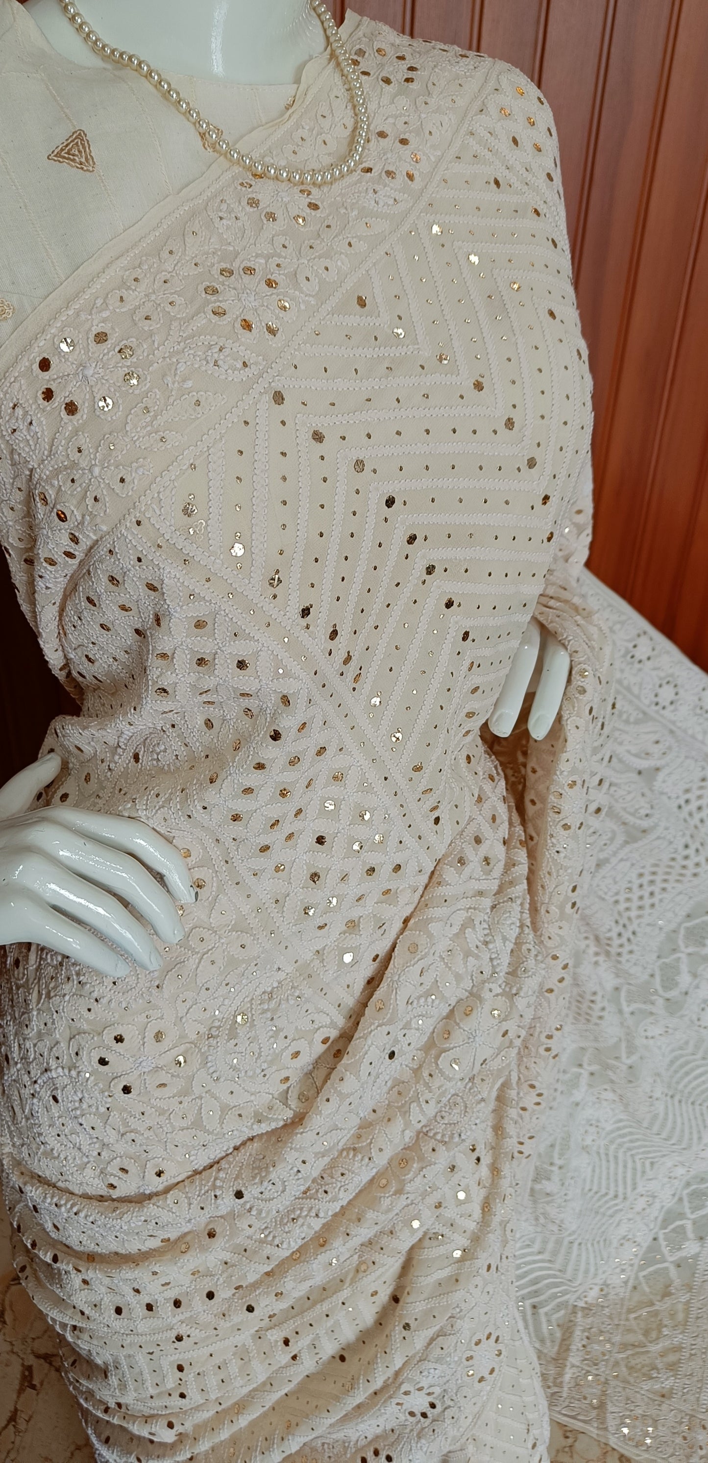 Ruhani Allover Chikankari and Mukaish Saree