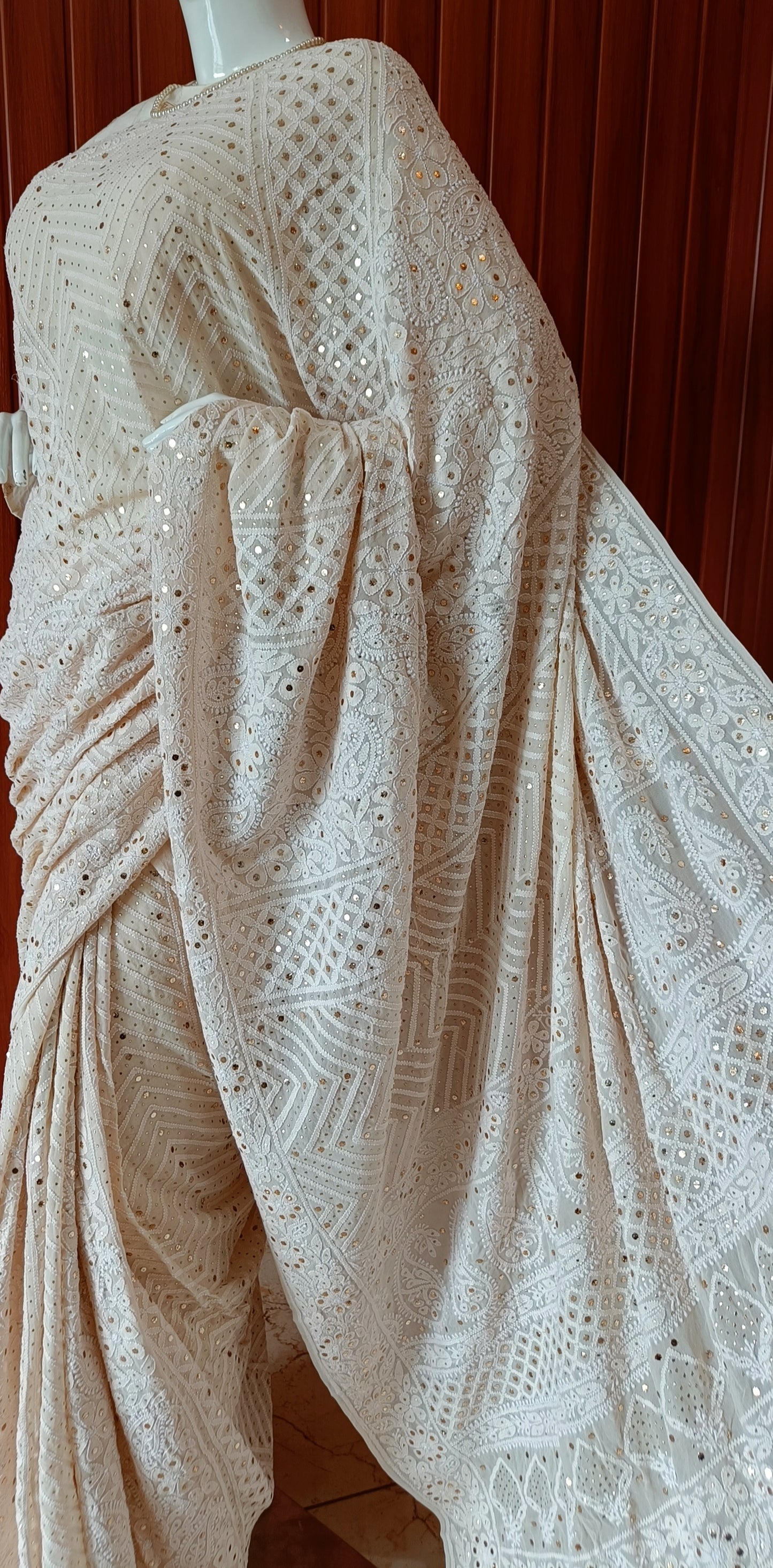 Ruhani Allover Chikankari and Mukaish Saree