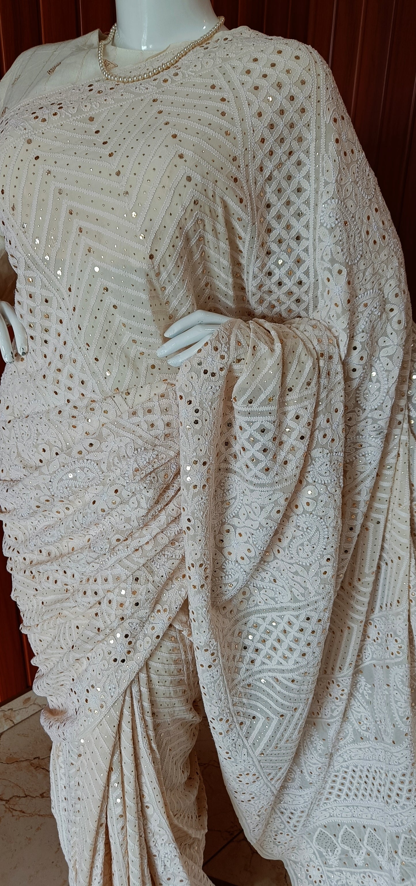 Ruhani Allover Chikankari and Mukaish Saree