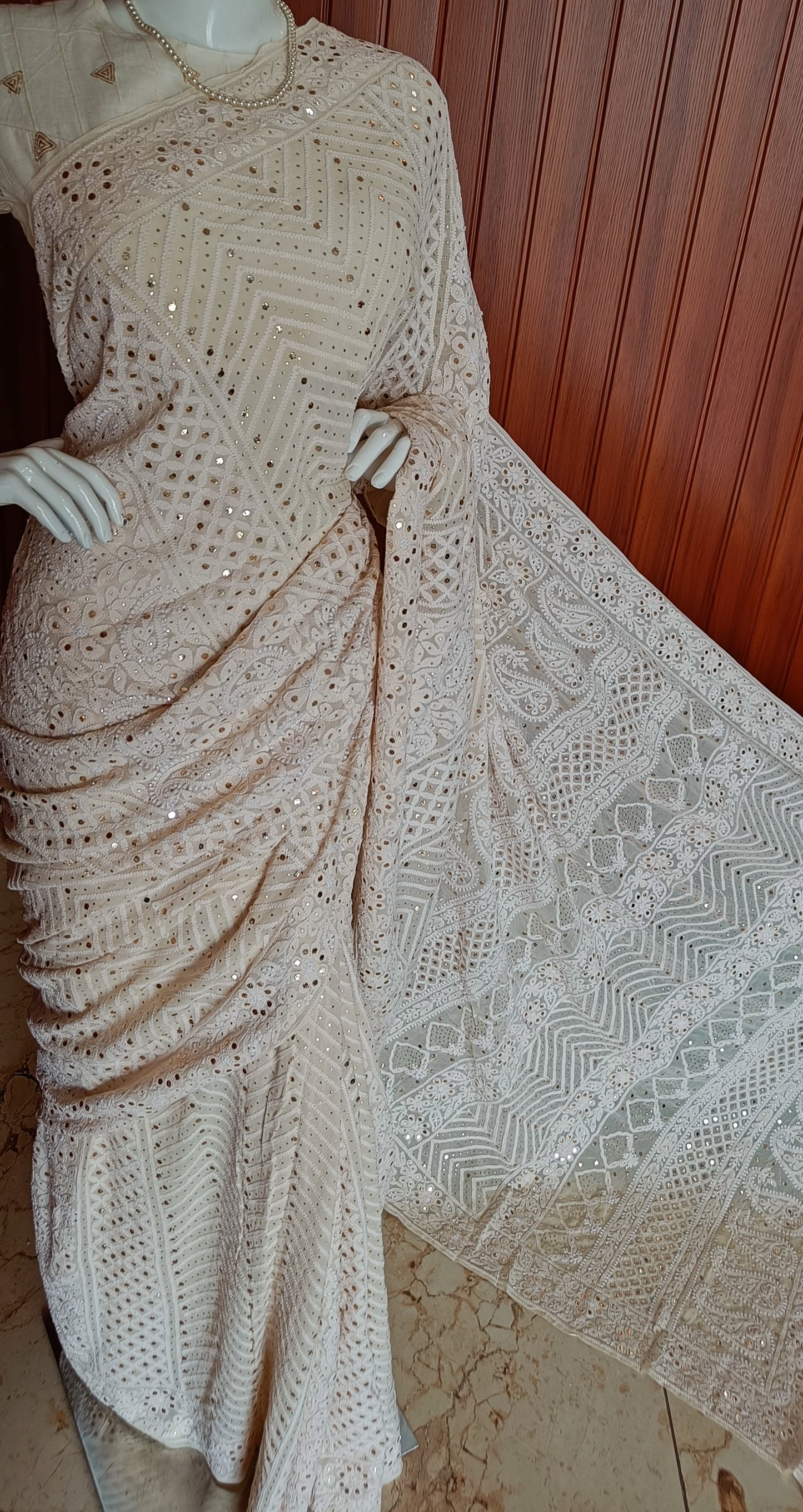 Ruhani Allover Chikankari and Mukaish Saree
