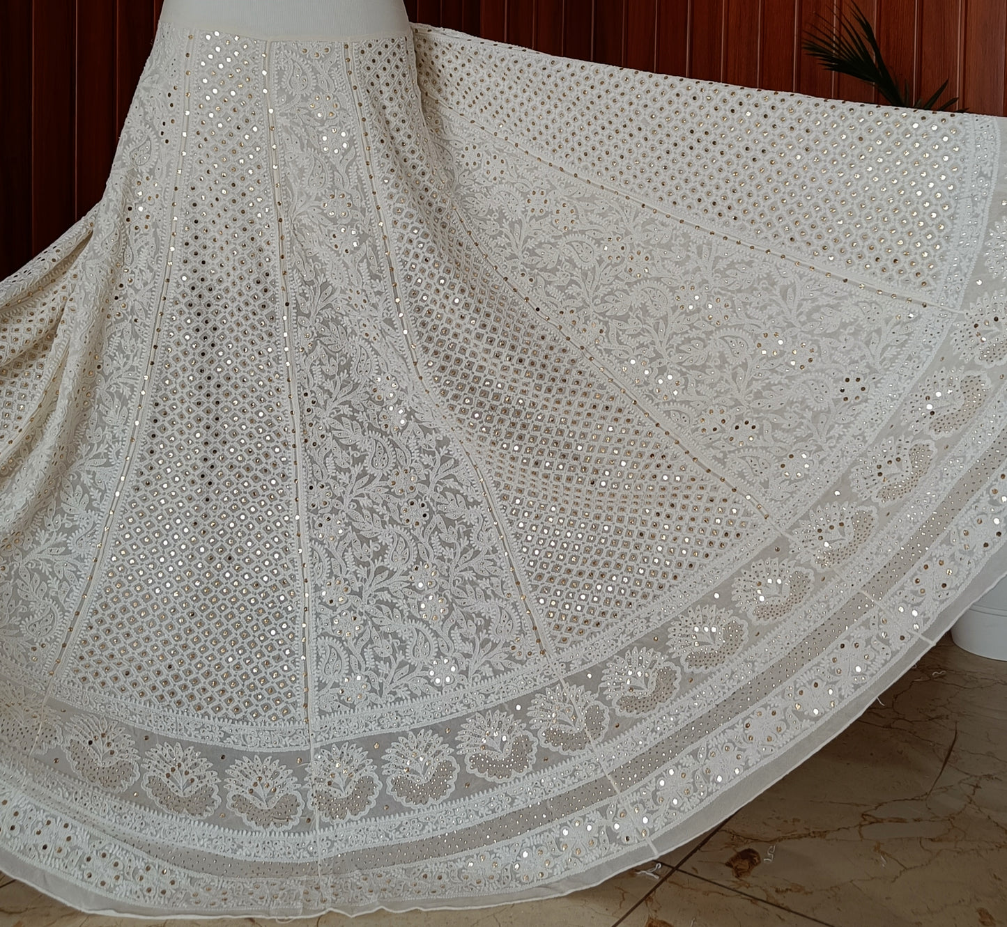 Ruhani Ivory allover Chikankari and mukaish lehenga skirt