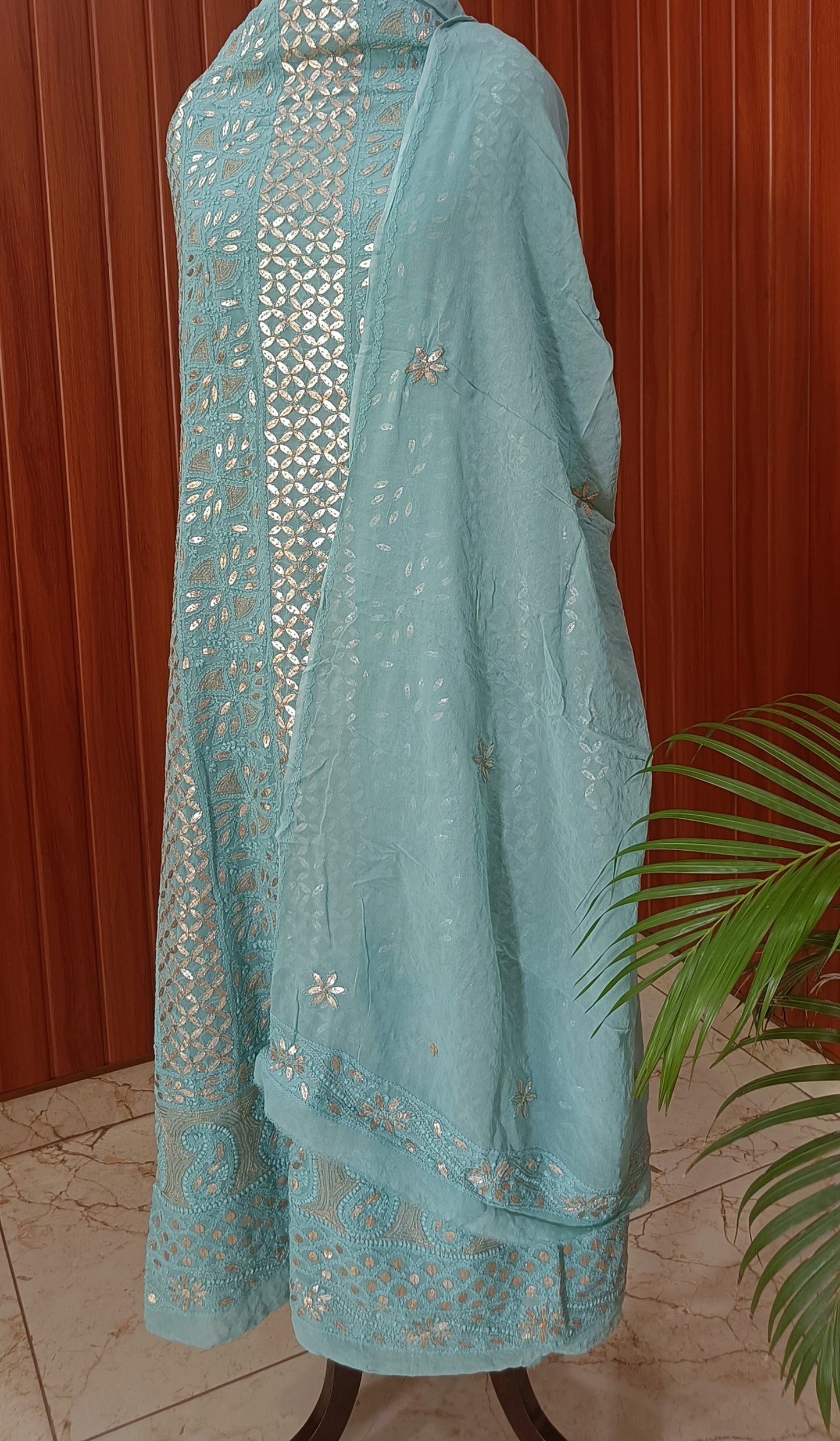Chikankari and gota patti kurta and Dupatta