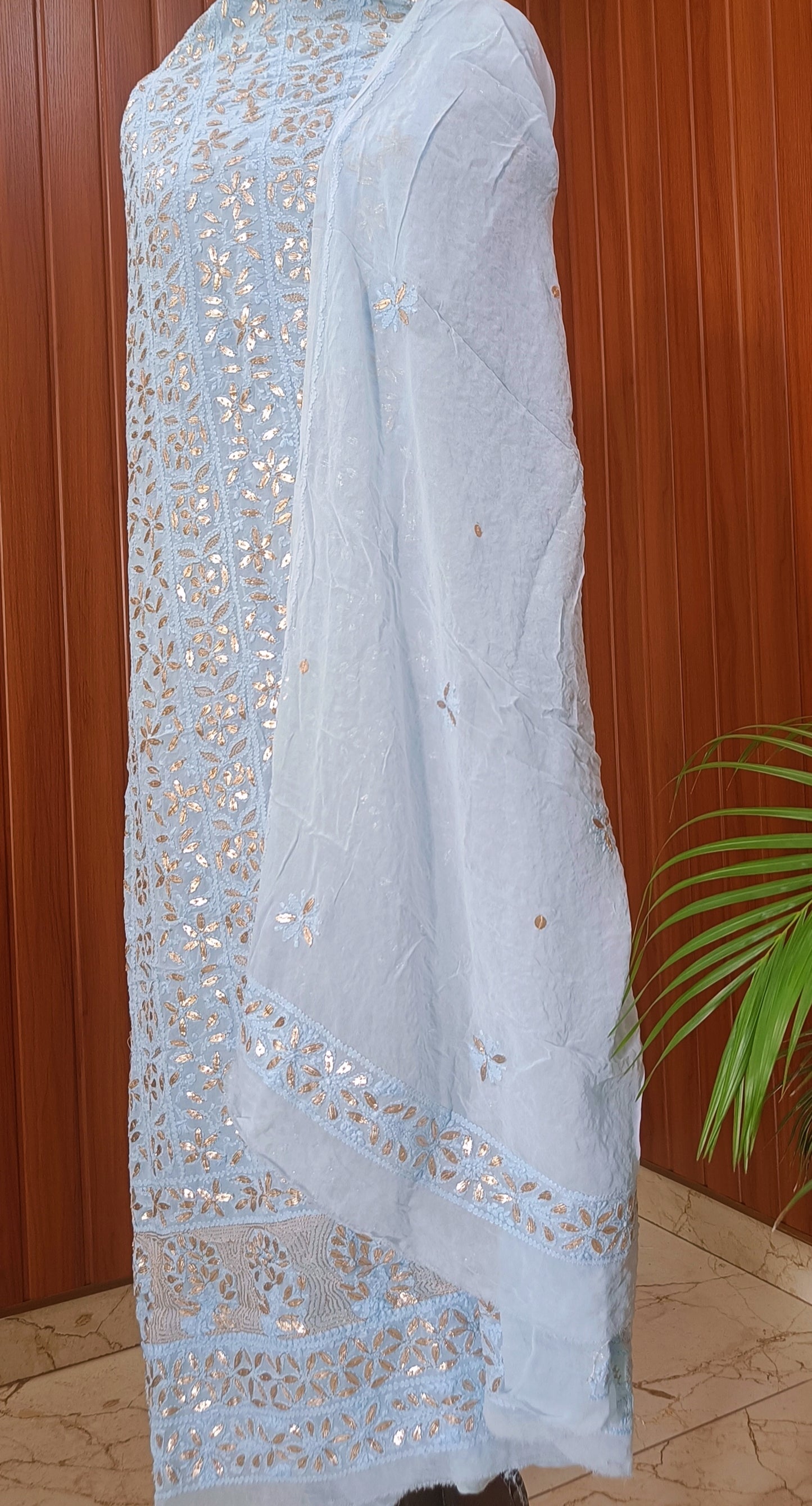 Chikankari and gota patti kurta and Dupatta