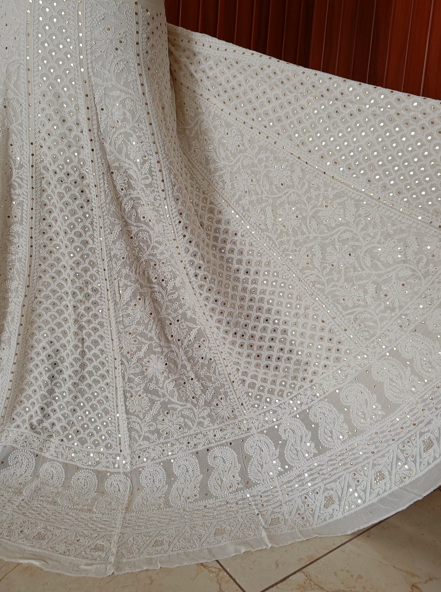 Ruhani Ivory allover Chikankari and mukaish lehenga skirt