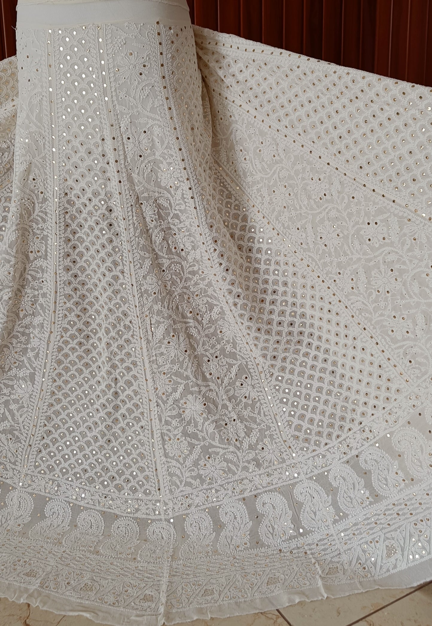 Ruhani Ivory allover Chikankari and mukaish lehenga skirt