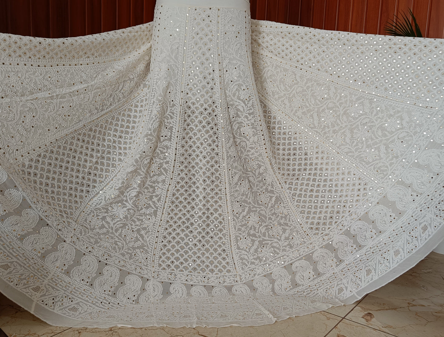 Ruhani Ivory allover Chikankari and mukaish lehenga skirt