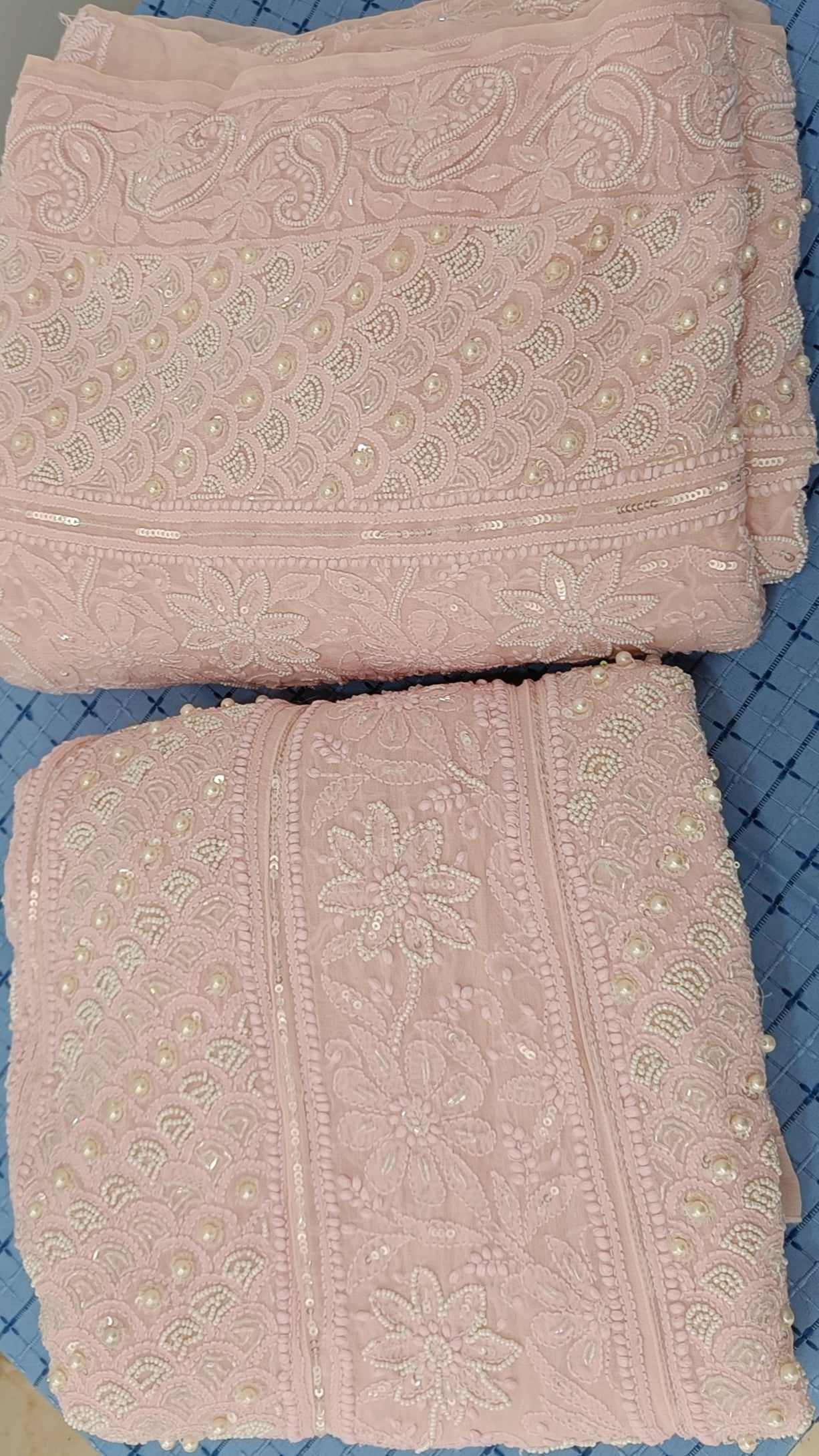 Ruhani Pink Chikankari Pearl Cut Dana Sequins Wedding Lehenga