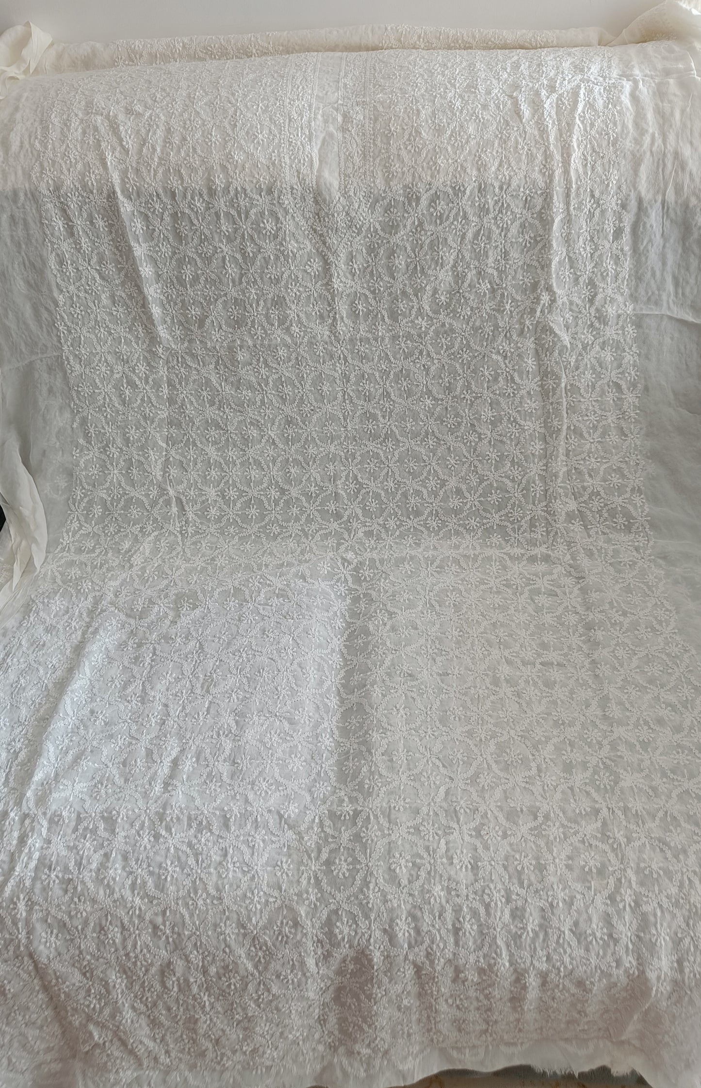 Ivory Allover Chikankari Men's Kurta Fabric