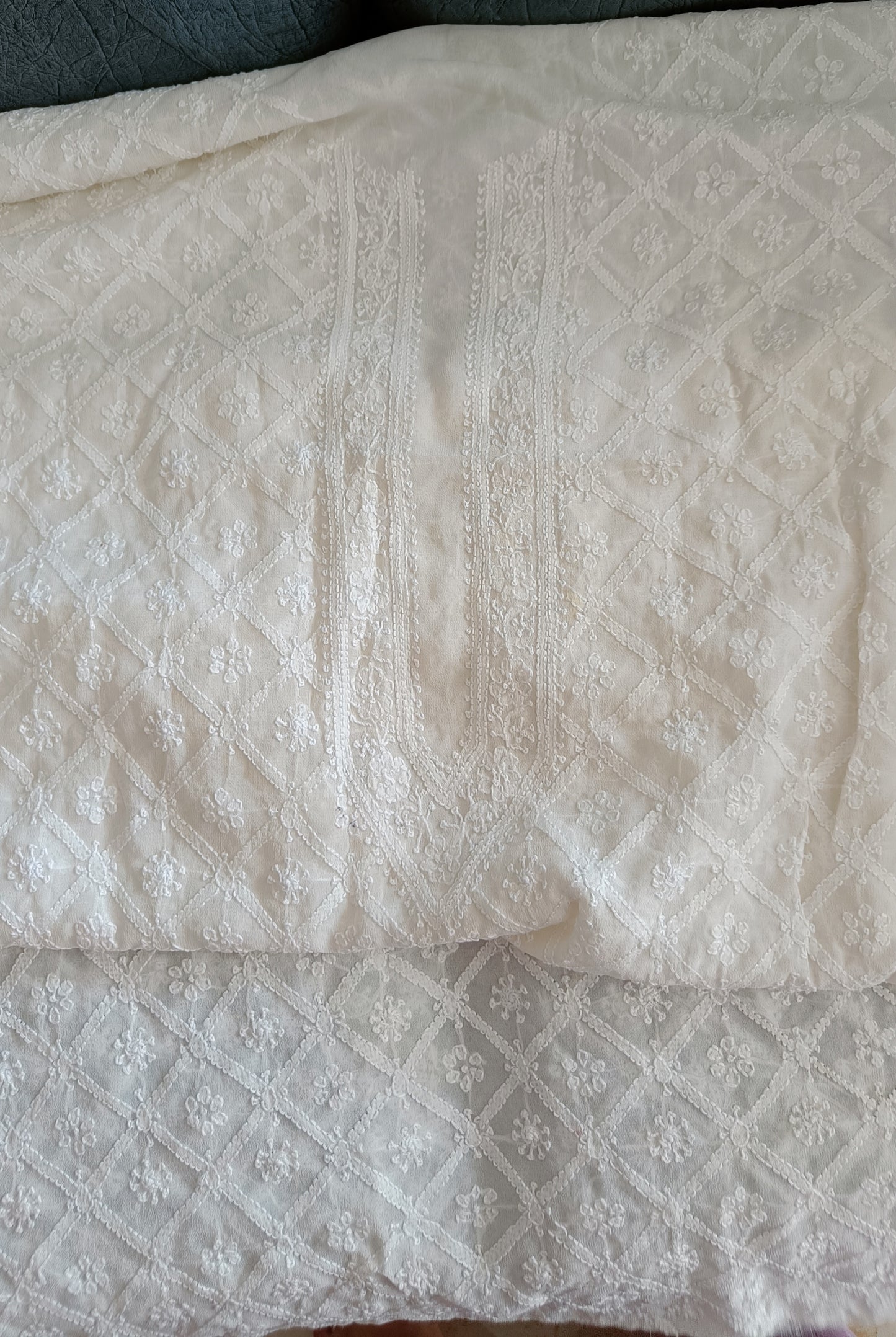 Ivory Allover Chikankari Men's Kurta Fabric