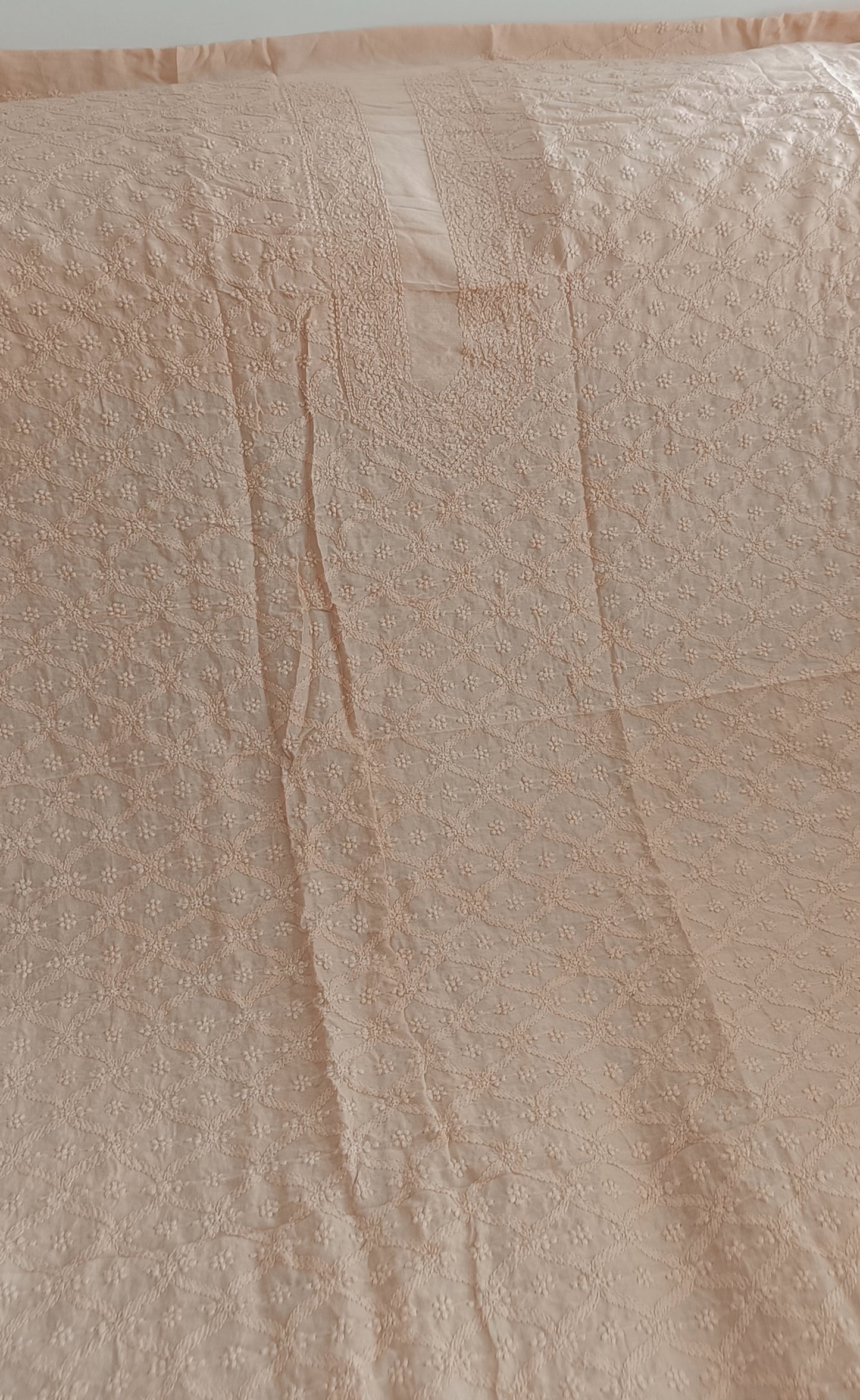 Chanderi Silk Men's Kurta fabric with fine Chikankari