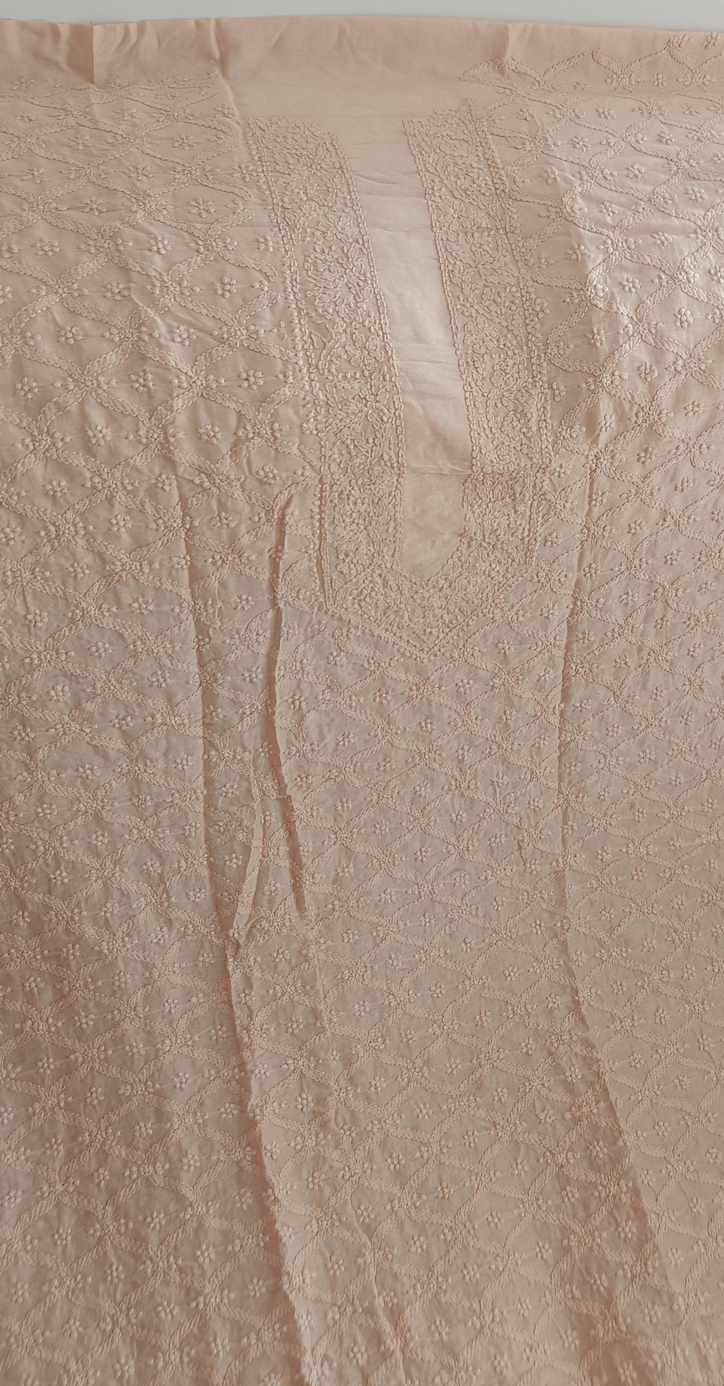 Chanderi Silk Men's Kurta fabric with fine Chikankari