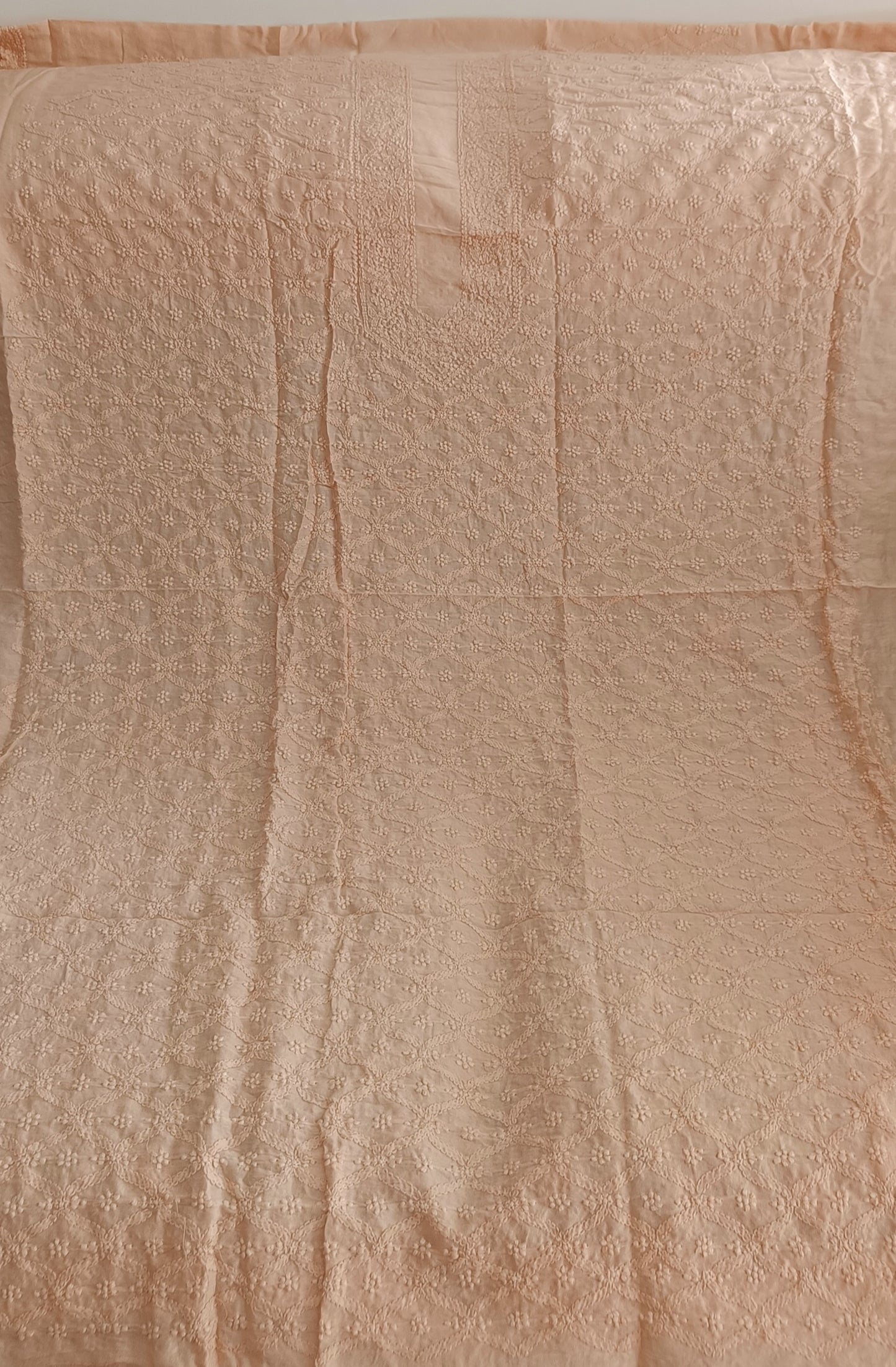 Chanderi Silk Men's Kurta fabric with fine Chikankari