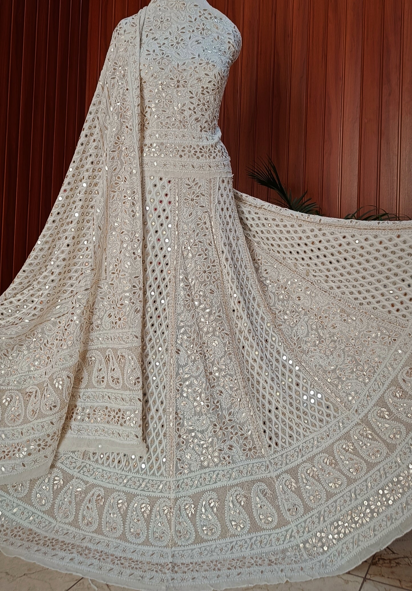 Ruhani Chikankari Mirror Gota Patti Wedding Lehenga