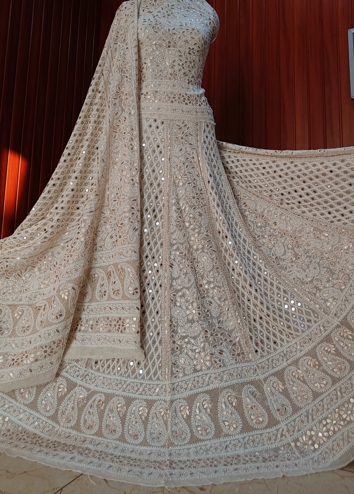 Ruhani Chikankari Mirror Gota Patti Wedding Lehenga