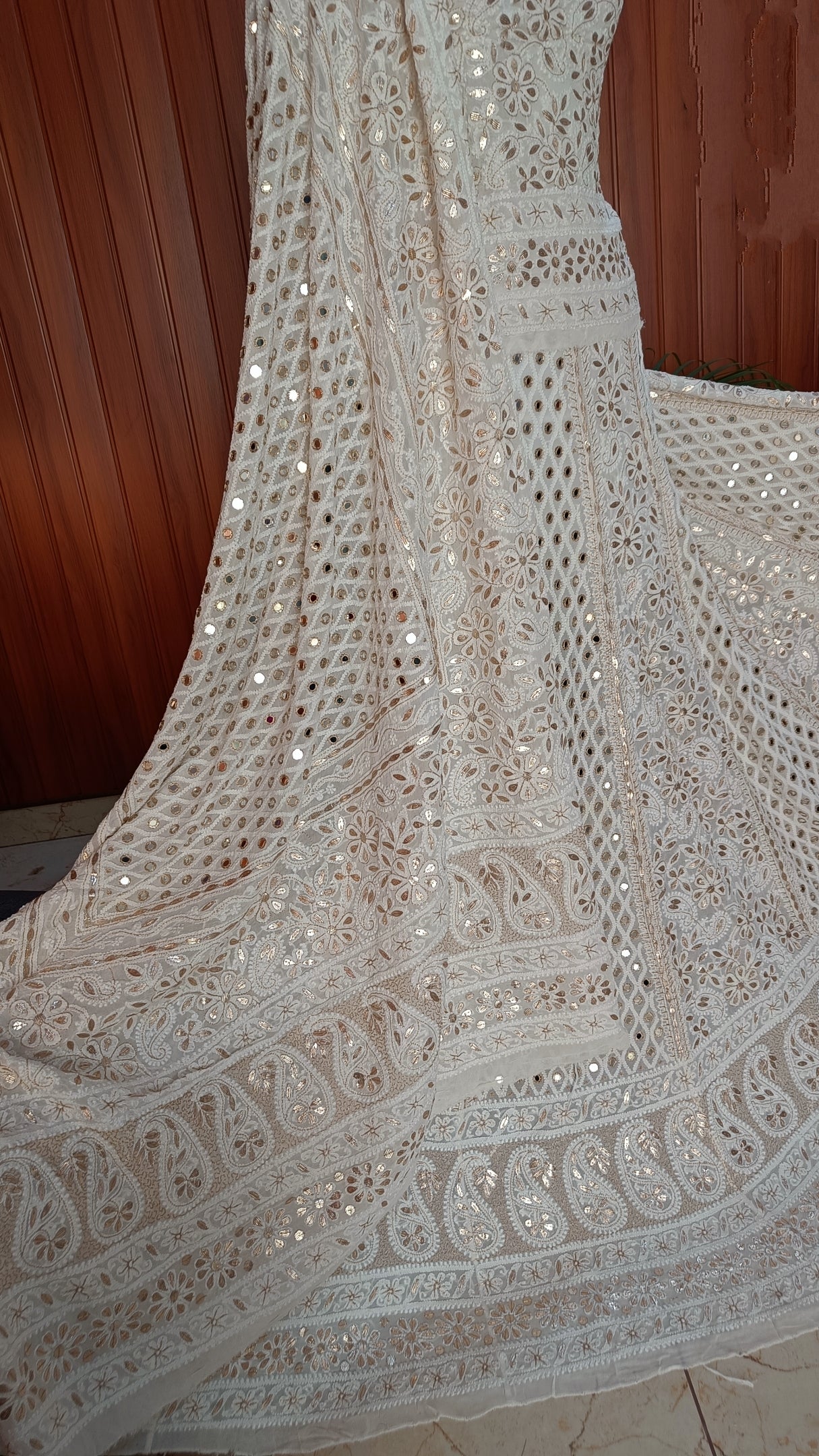 Ruhani Chikankari Mirror Gota Patti Wedding Lehenga