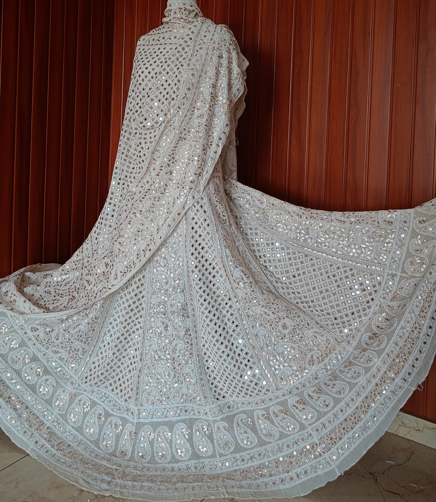Ruhani Chikankari Mirror Gota Patti Wedding Lehenga